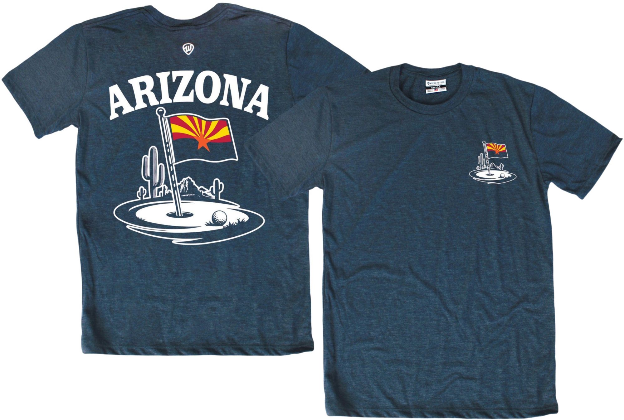 Where I'm From Adult Arizona Navy Flag 2 Hit Golf T-Shirt