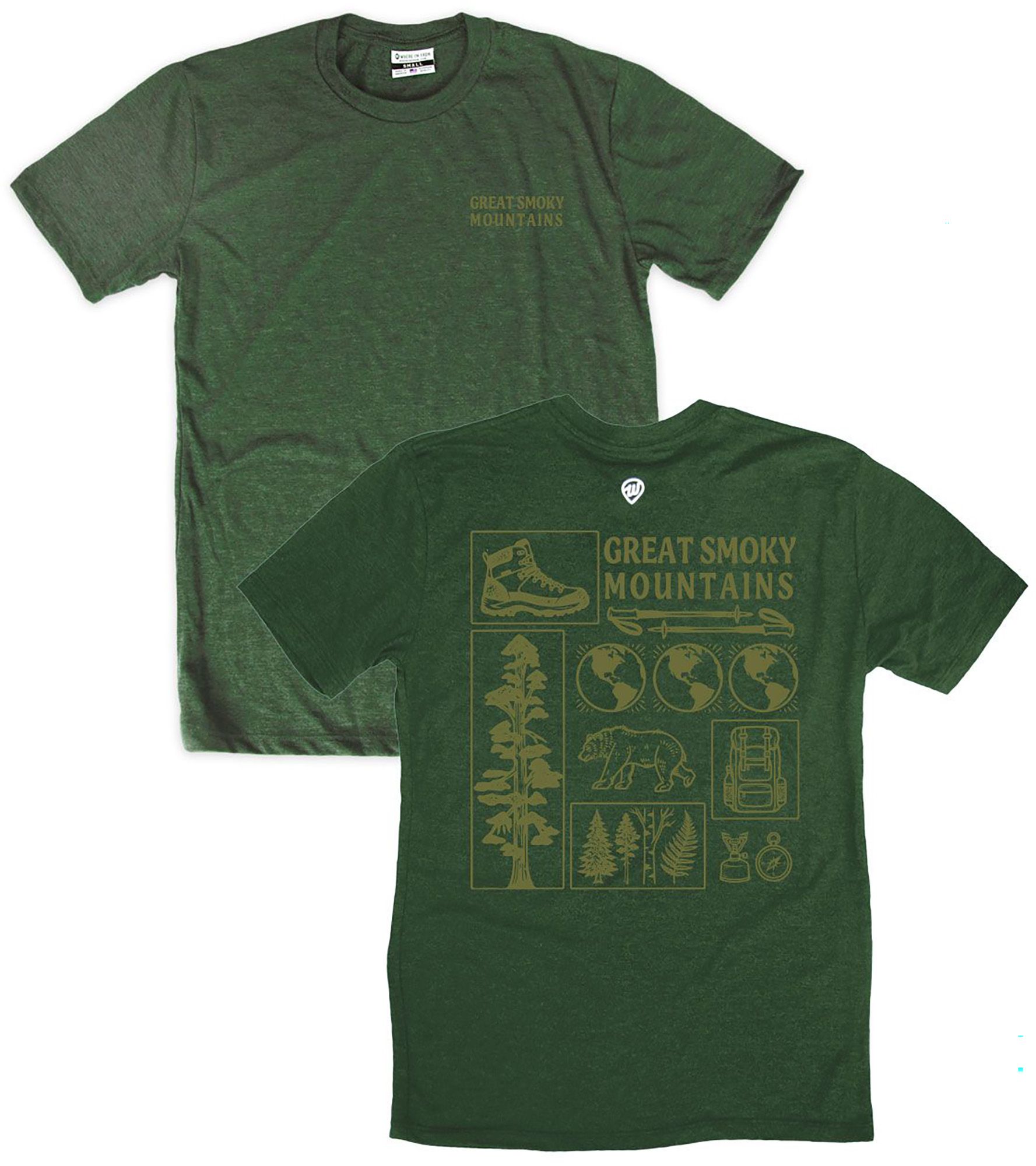 Where I'm From Adult Great Smoky Mountains Green Icon 2 Hit T-Shirt
