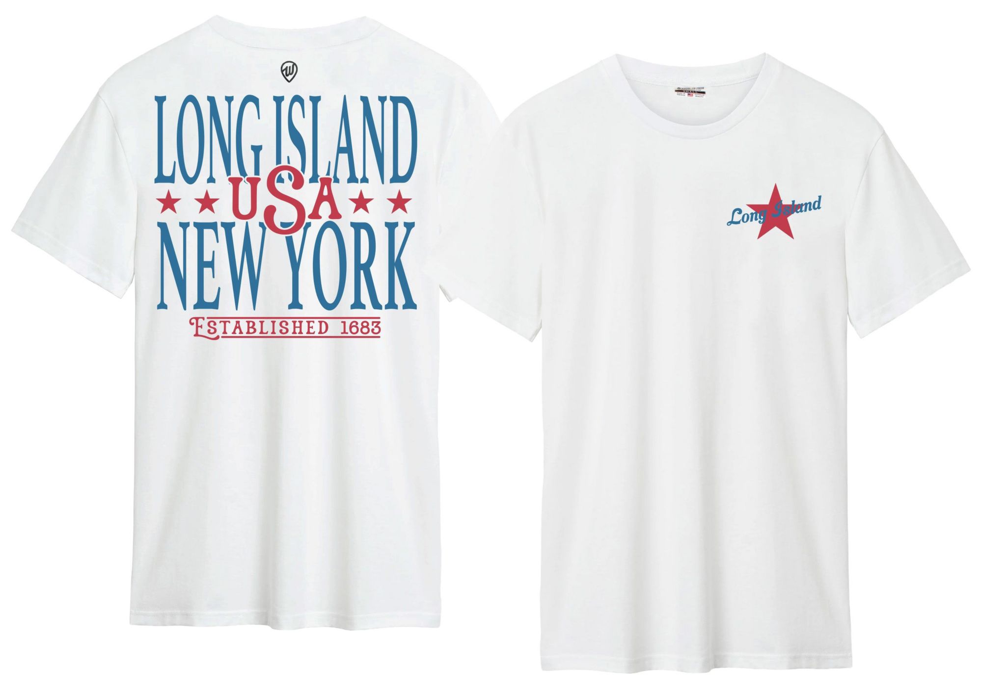Where I'm From Adult Long Island White 2026 Americana 2 Hit T-Shirt