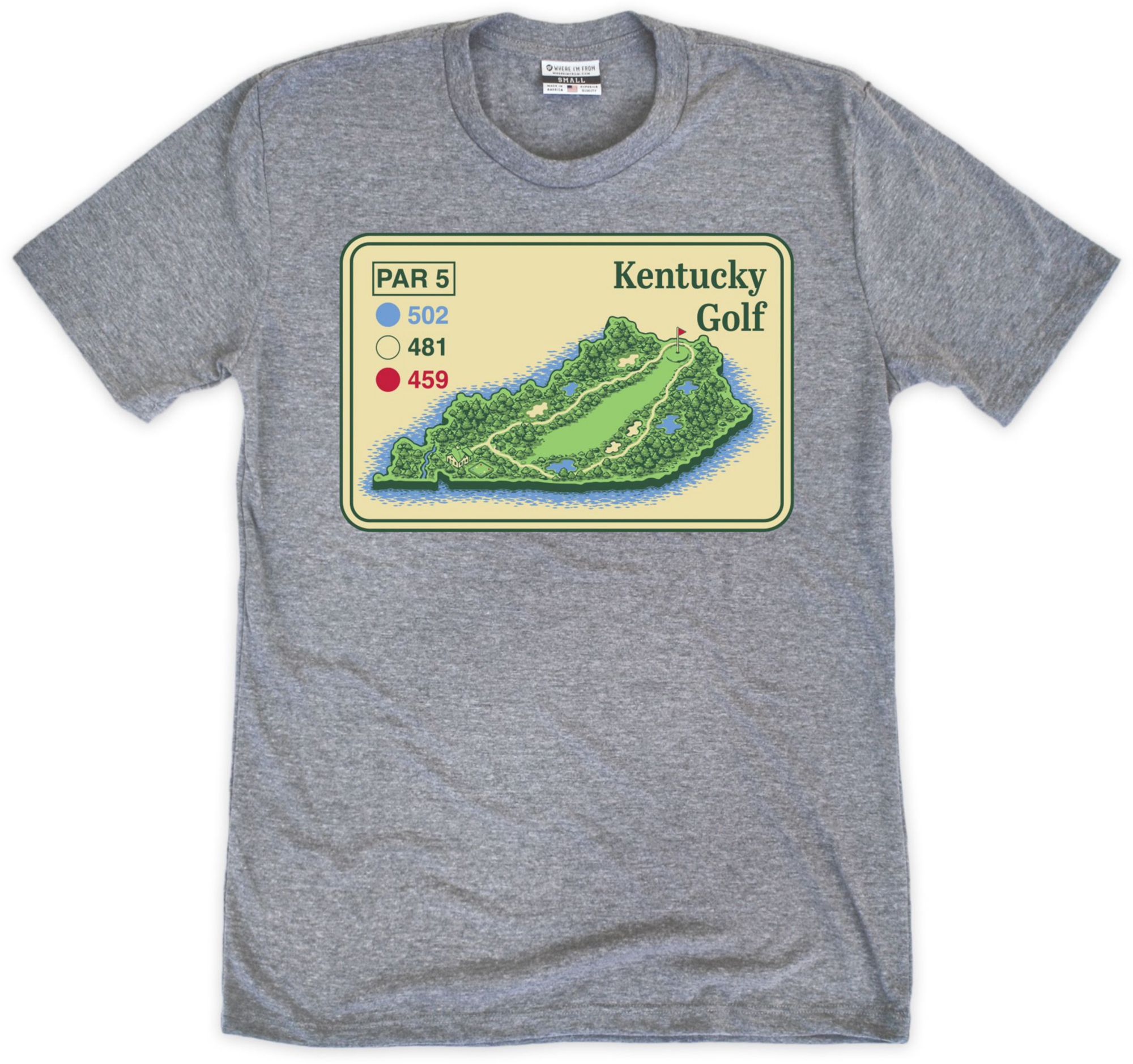 Where I'm From Adult Kentucky Gray Golf Map T-Shirt