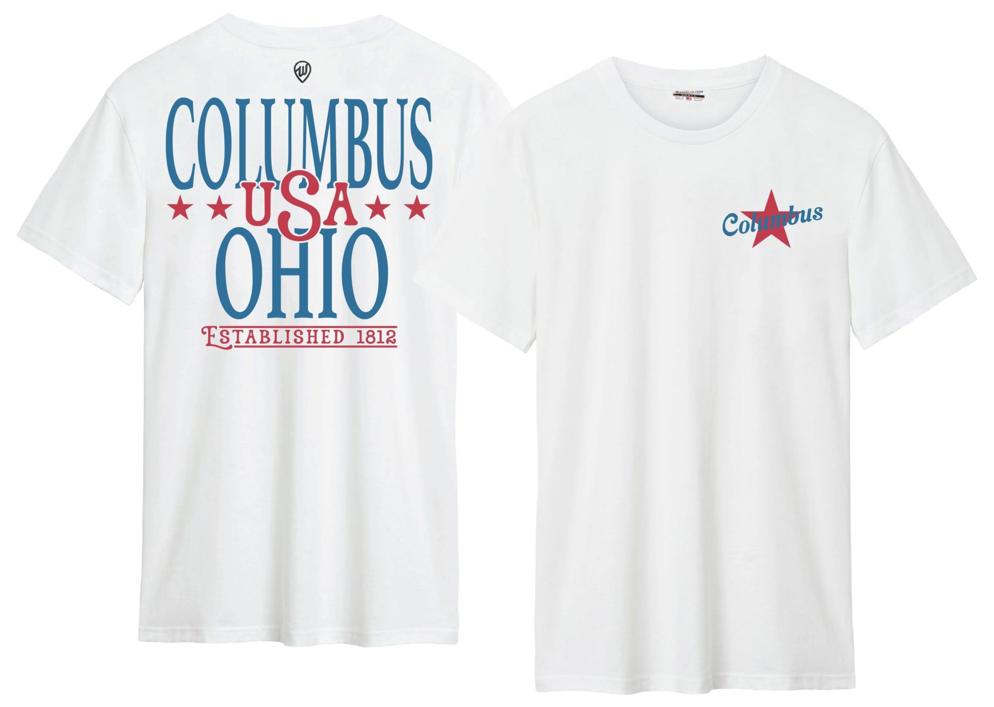 Where I'm From Adult Columbus White 2026 Americana 2 Hit T-Shirt