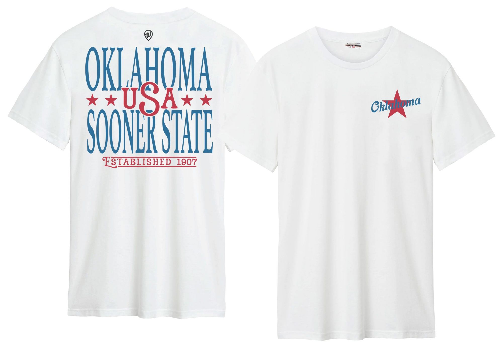 Where I'm From Adult Oklahoma White 2026 Americana 2 Hit T-Shirt