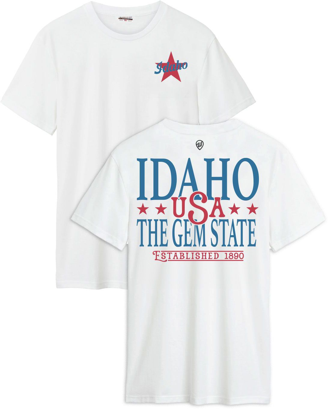 Where I'm From Adult Idaho White 2026 Americana 2 Hit T-Shirt