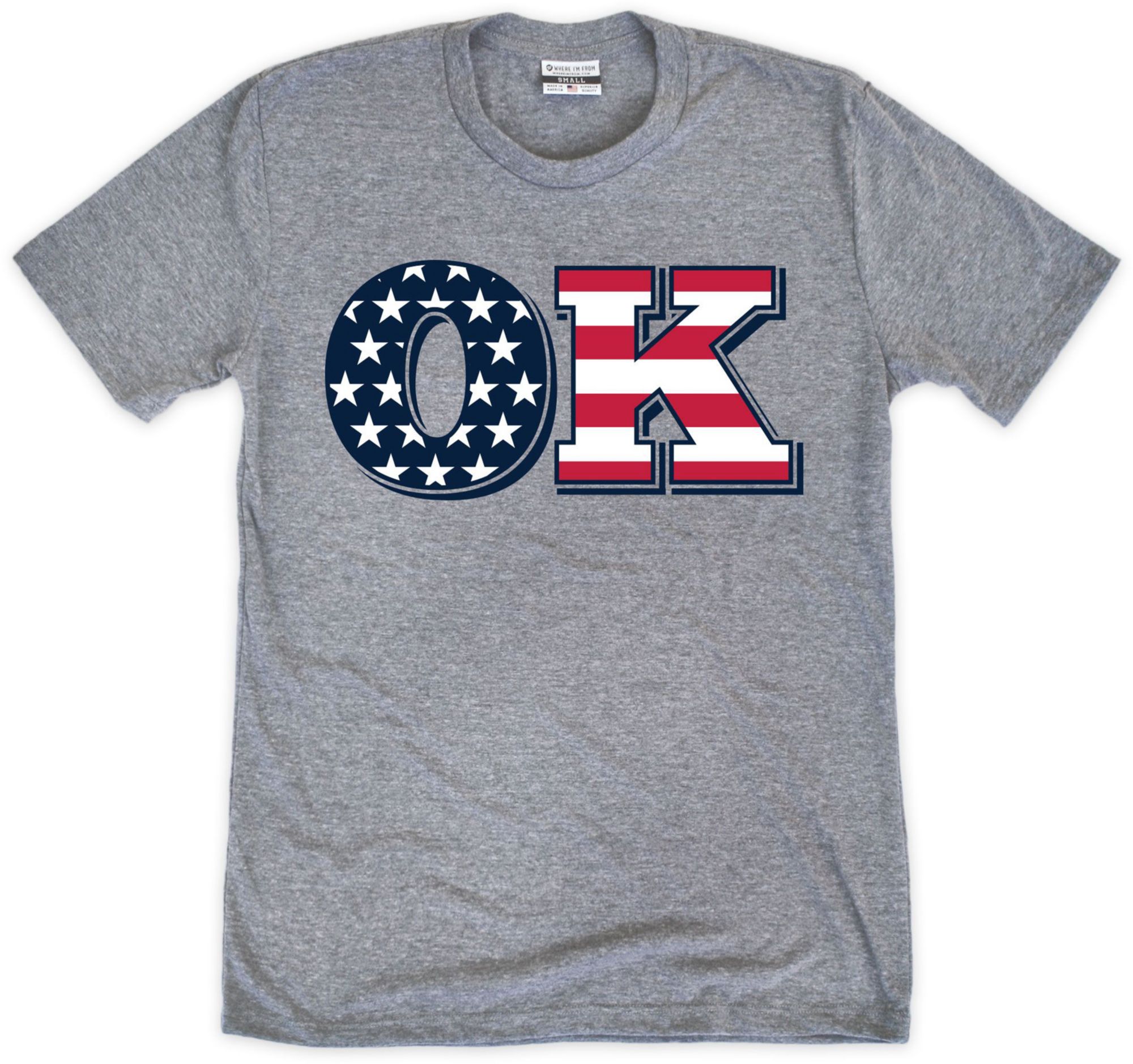 Where I'm From Adult Oklahoma Gray Striped T-Shirt