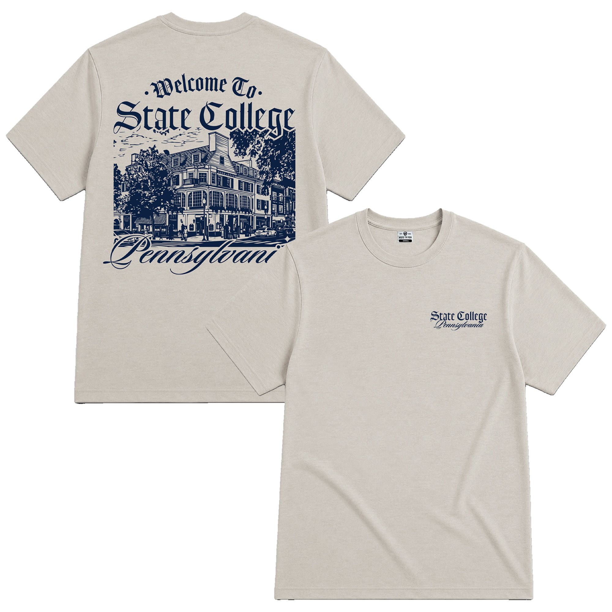 Where I'm From Adult State College 2 Hit T-Shirt