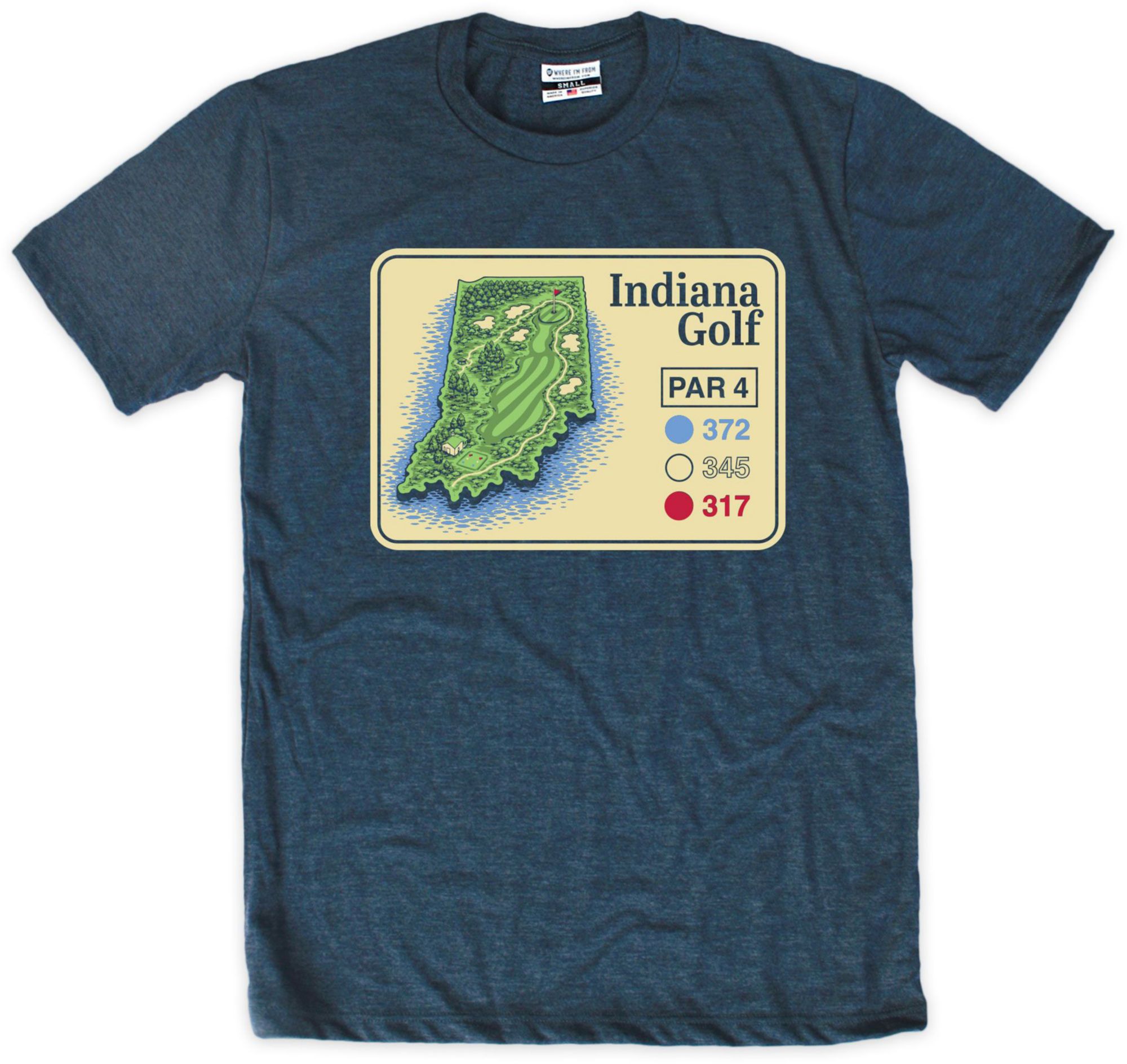 Where I'm From Adult Indiana Navy Golf Map T-Shirt