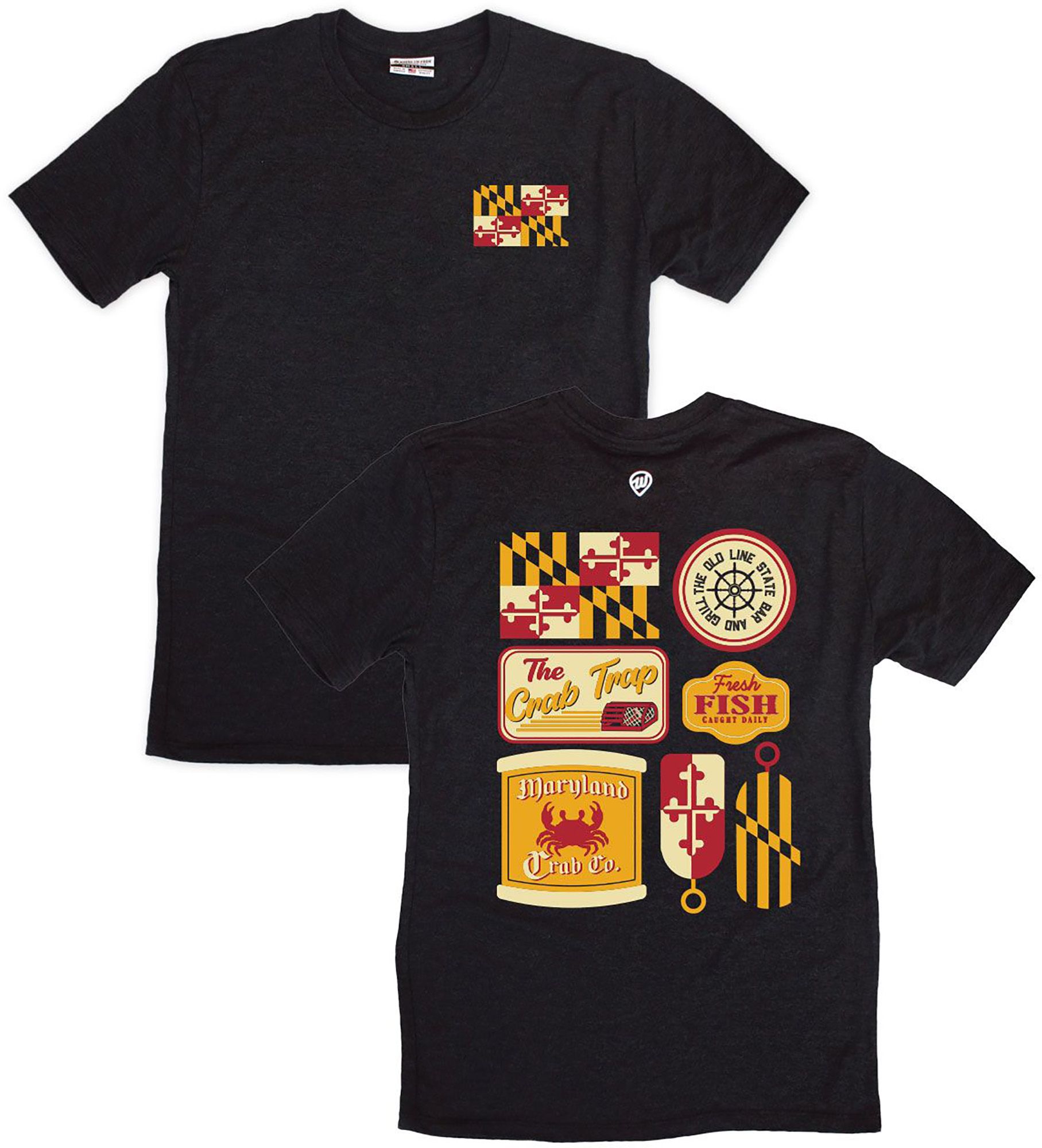 Where I'm From Adult Maryland Black Crab Icon 2 Hit T-Shirt