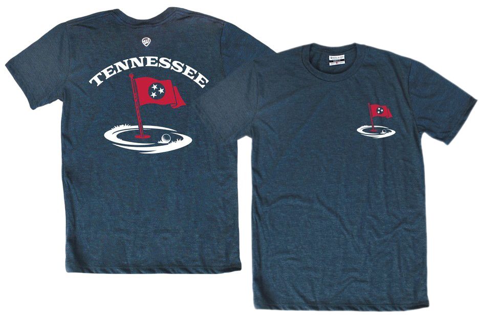 Where I'm From Adult Tennessee Navy Flag Golf T-Shirt