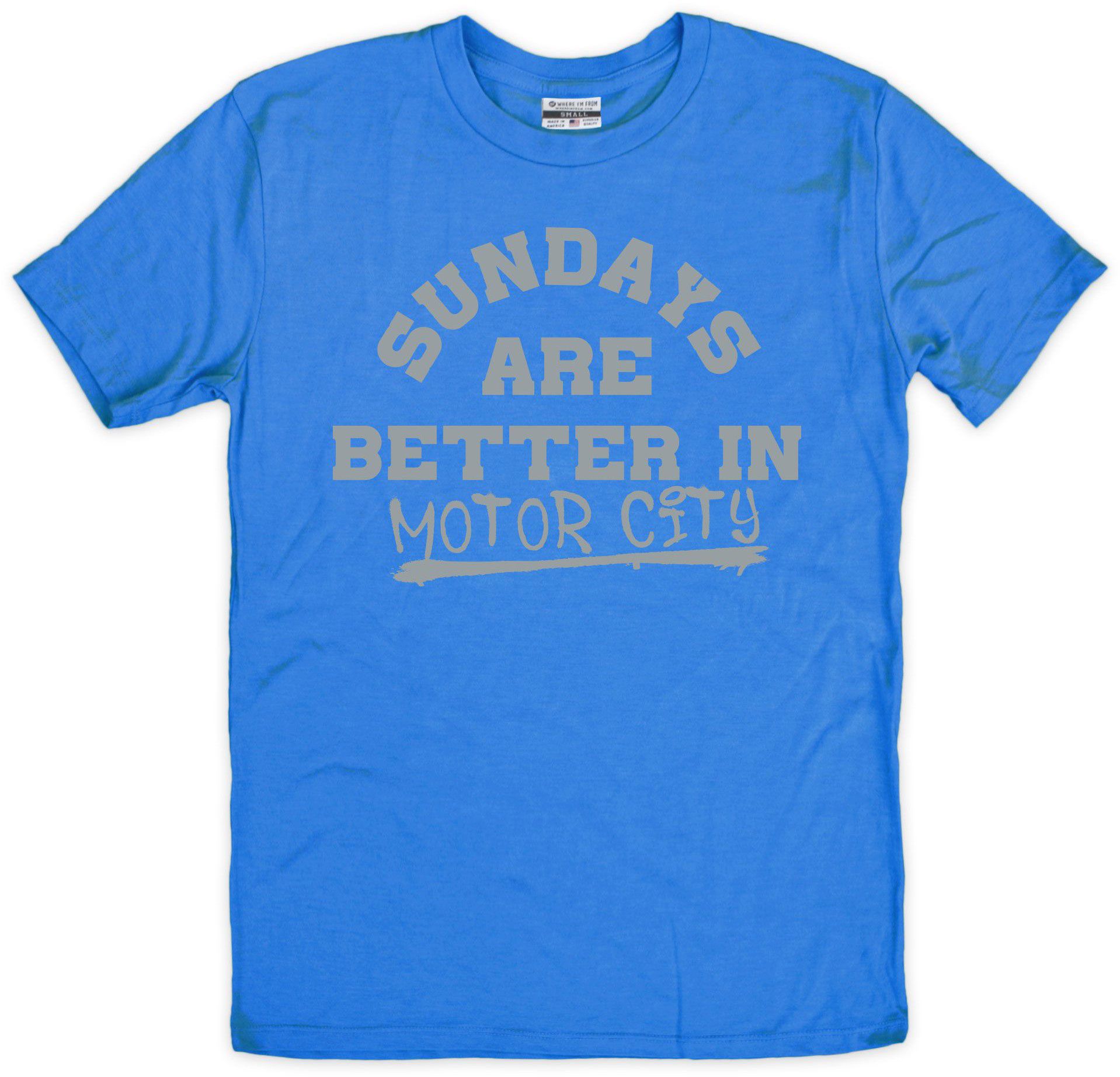 Where I'm From Adult Detroit Navy Sunday T-Shirt