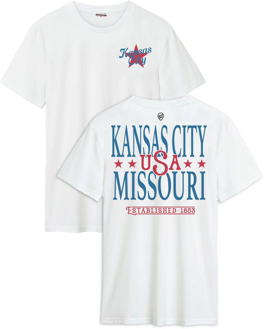 Where I'm From Adult Kansas City White 2026 Americana 2 Hit T-Shirt