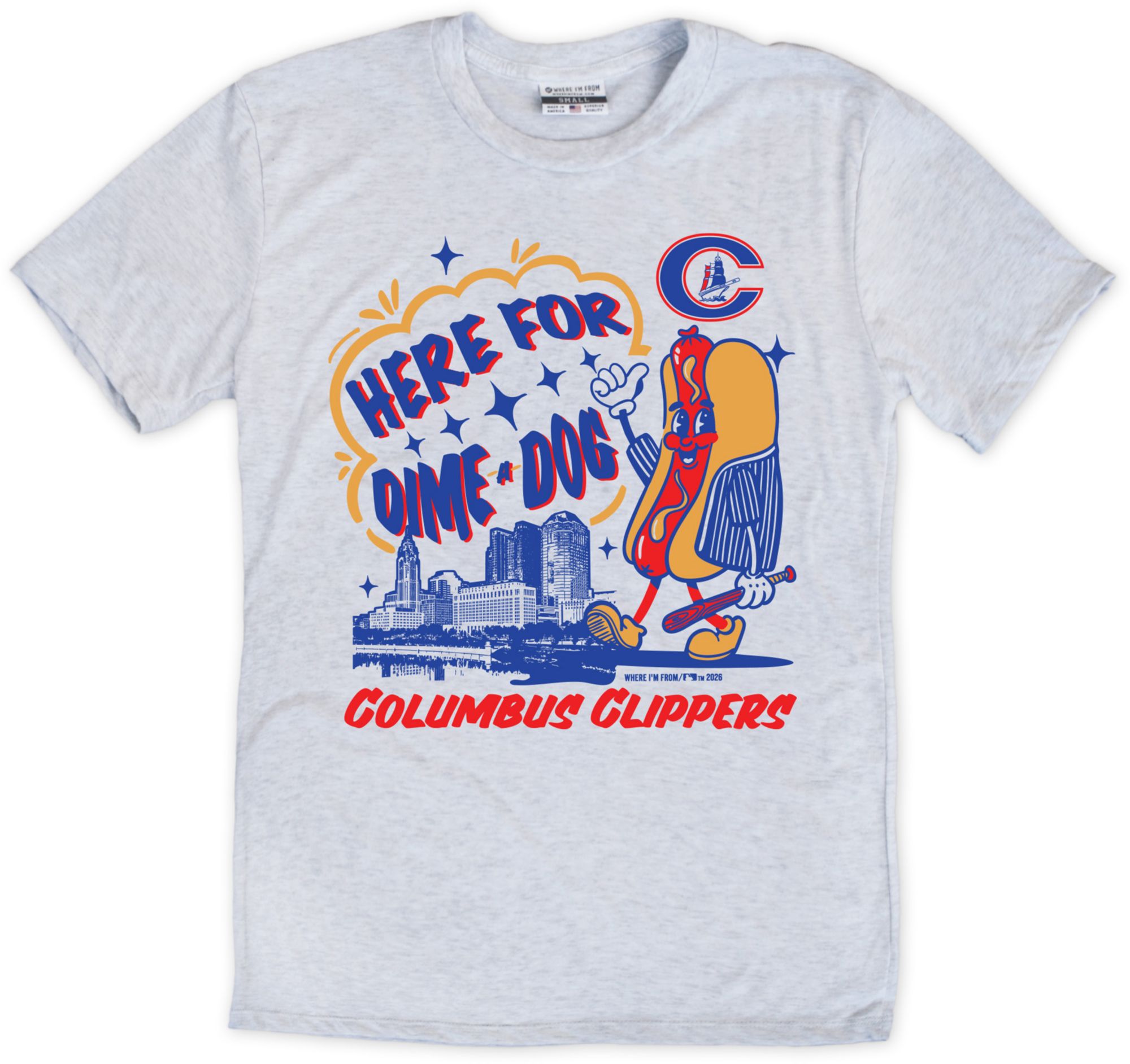 Where I'm From Adult Columbus Clippers Gray Logo T-Shirt
