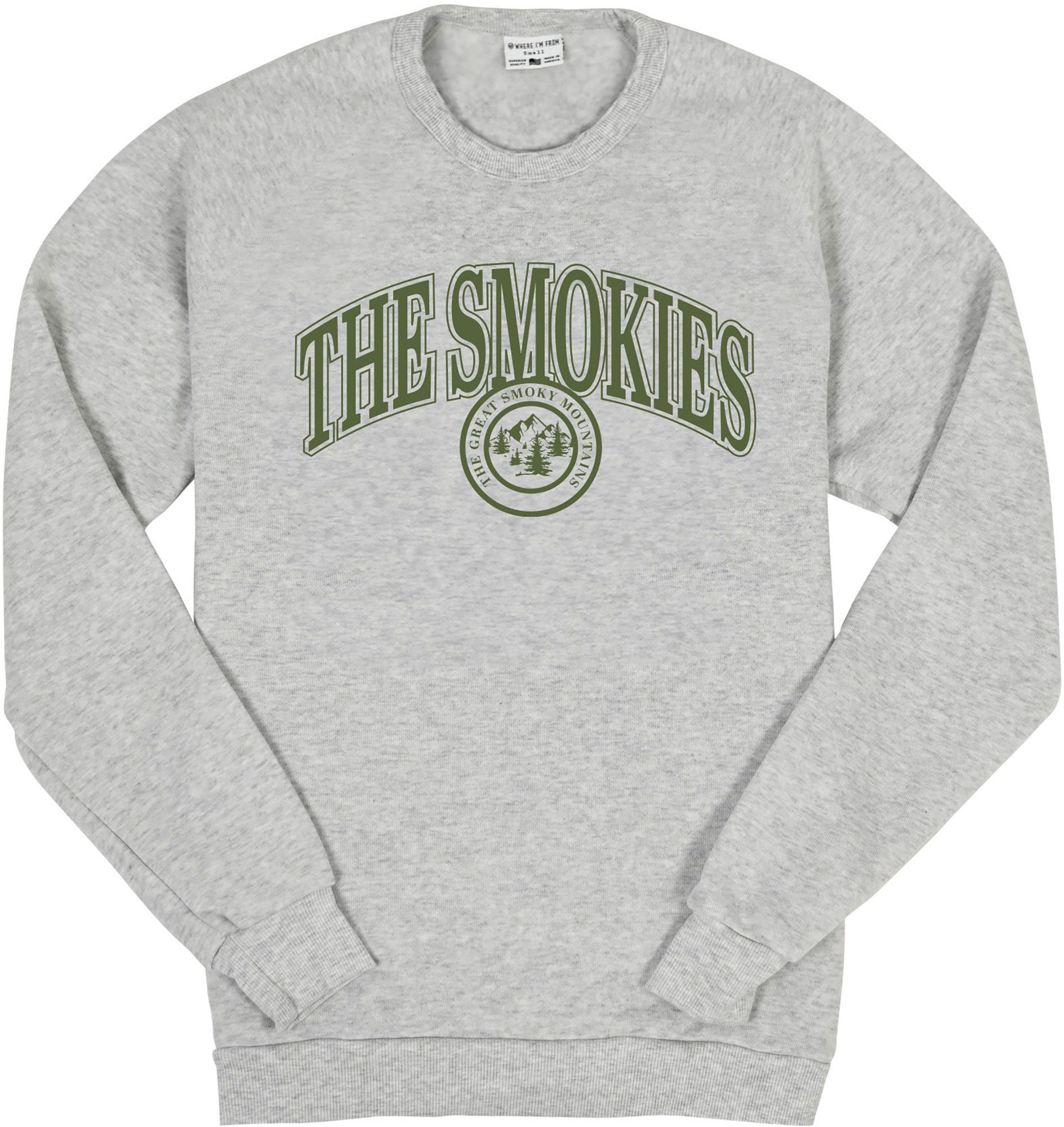 Where I'm From Adult Great Smoky Mountains Gray Crewneck Sweatshirt