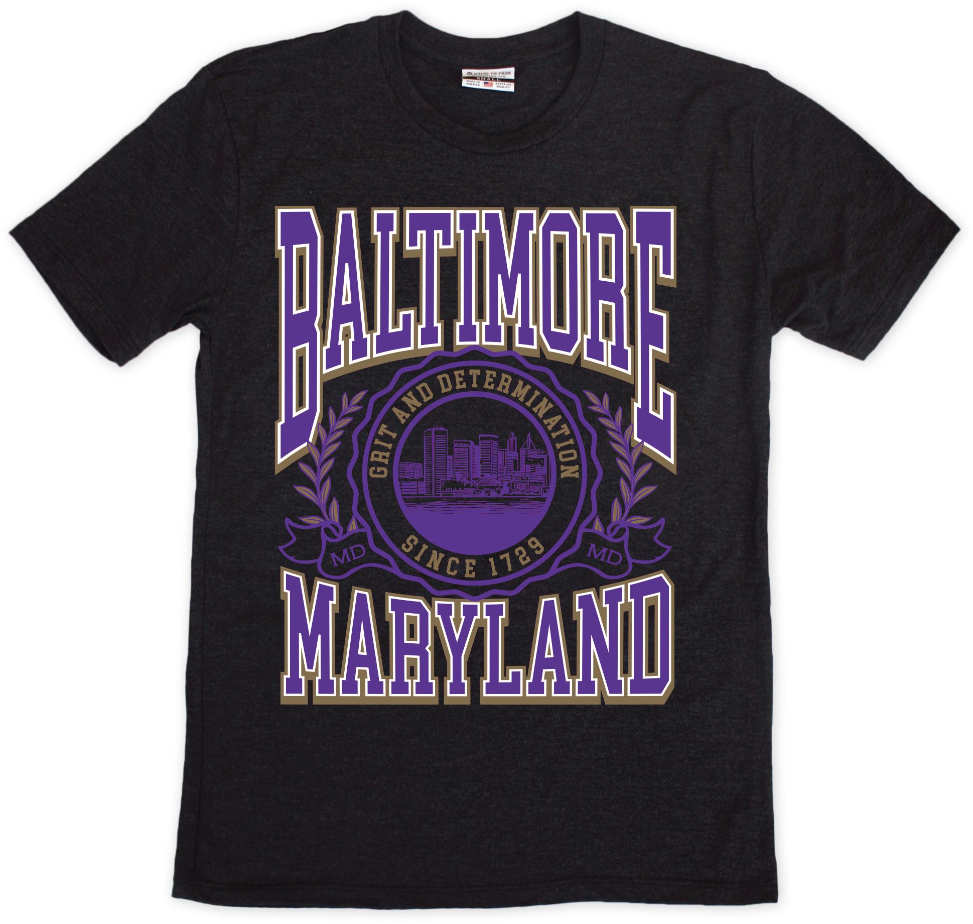 Where I'm From Adult Baltimore Black Graphic T-Shirt