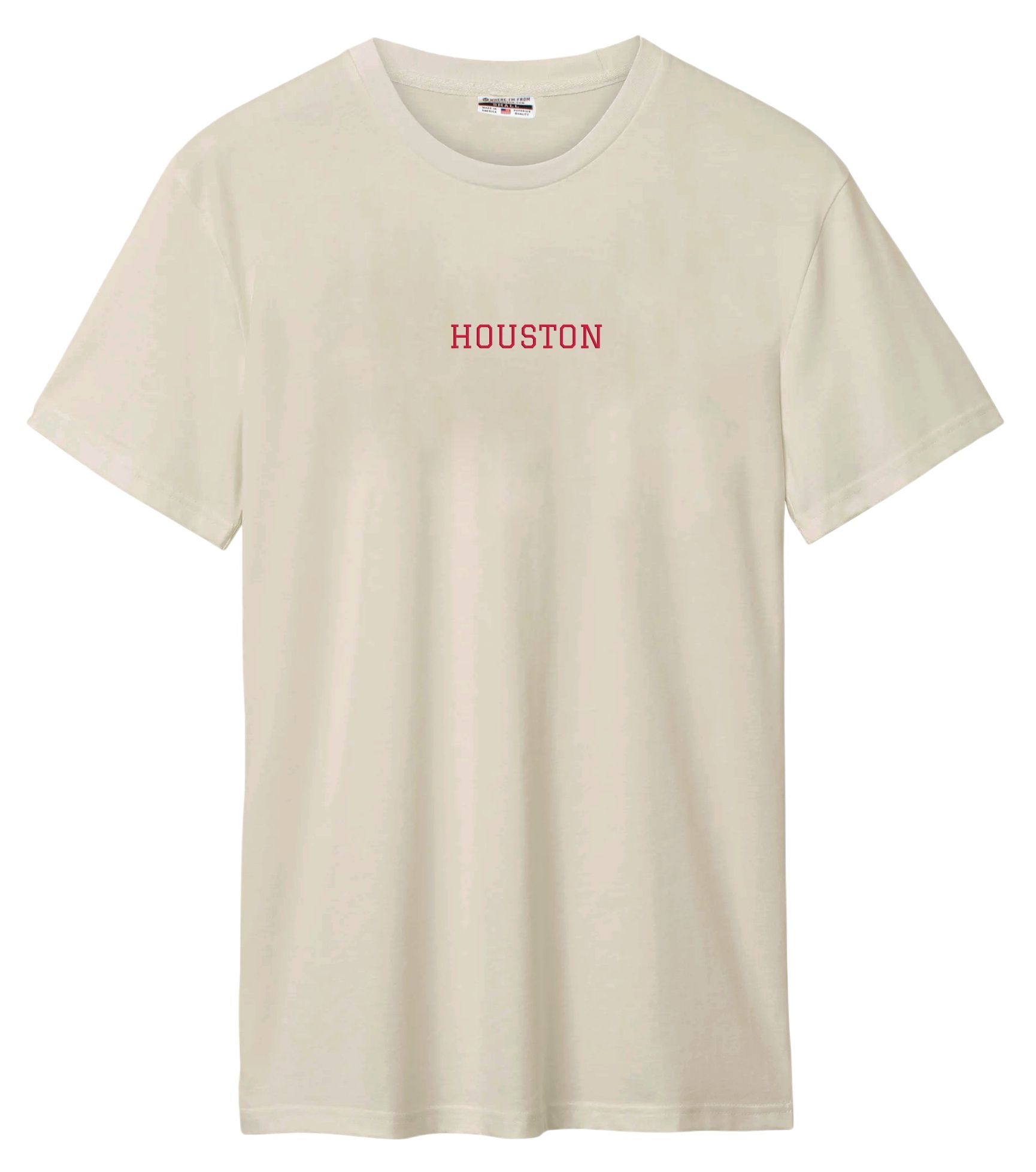 Where I'm From Adult Houston Natural Embroidered T-Shirt