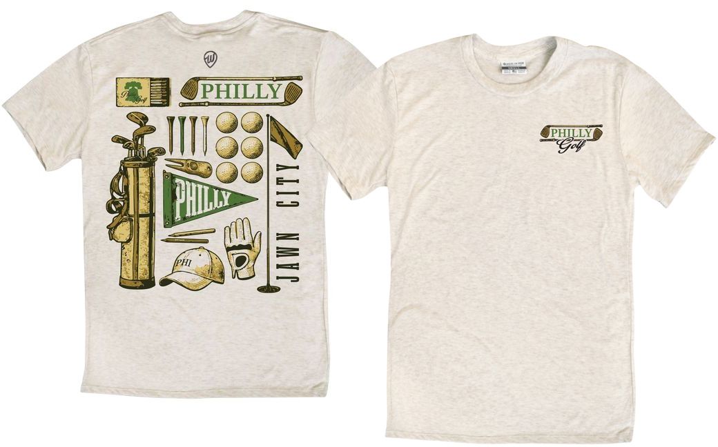 Where I'm From Adult Philadelphia Oatmeal Golf Icons T-Shirt