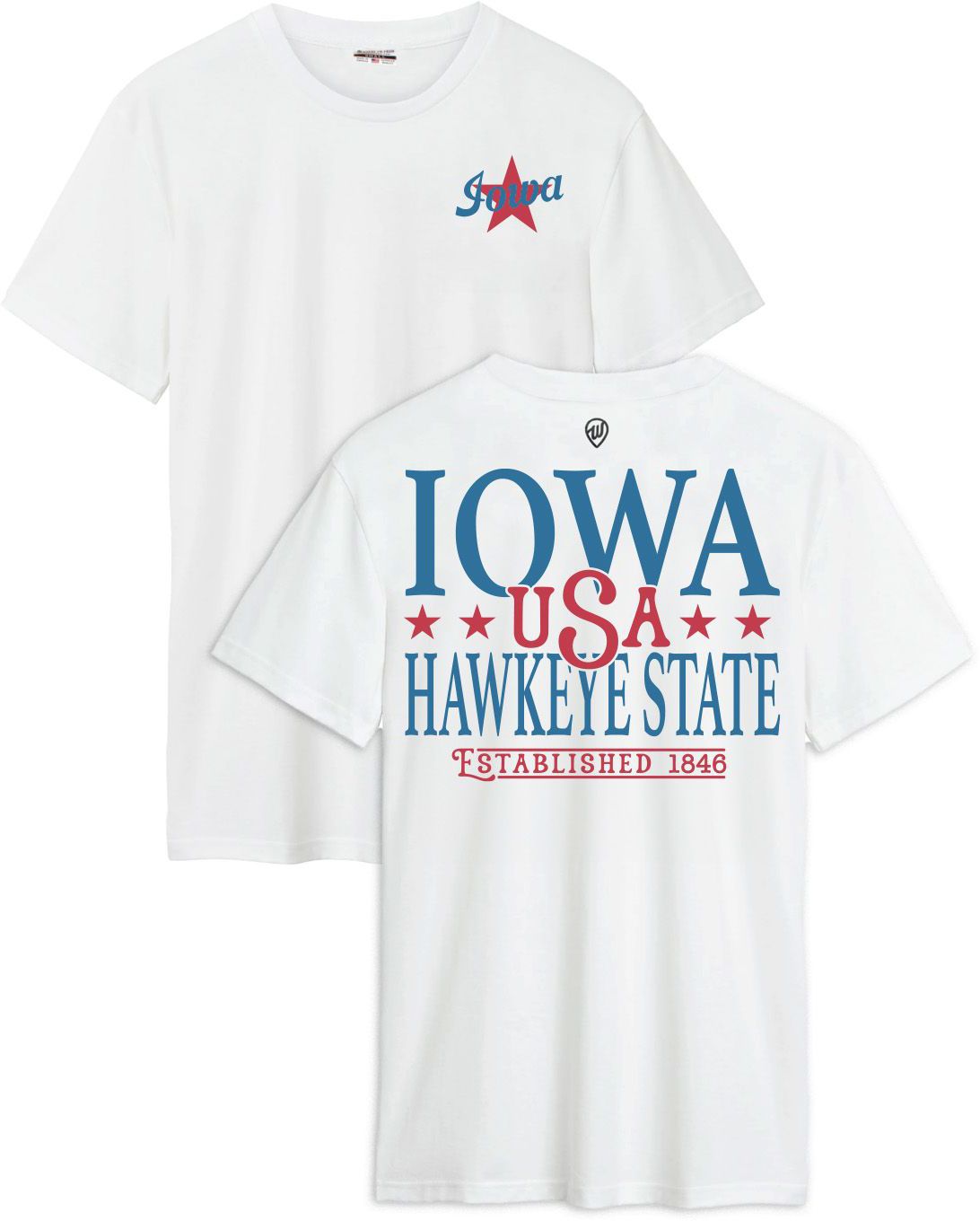 Where I'm From Adult Iowa White 2026 Americana 2 Hit T-Shirt