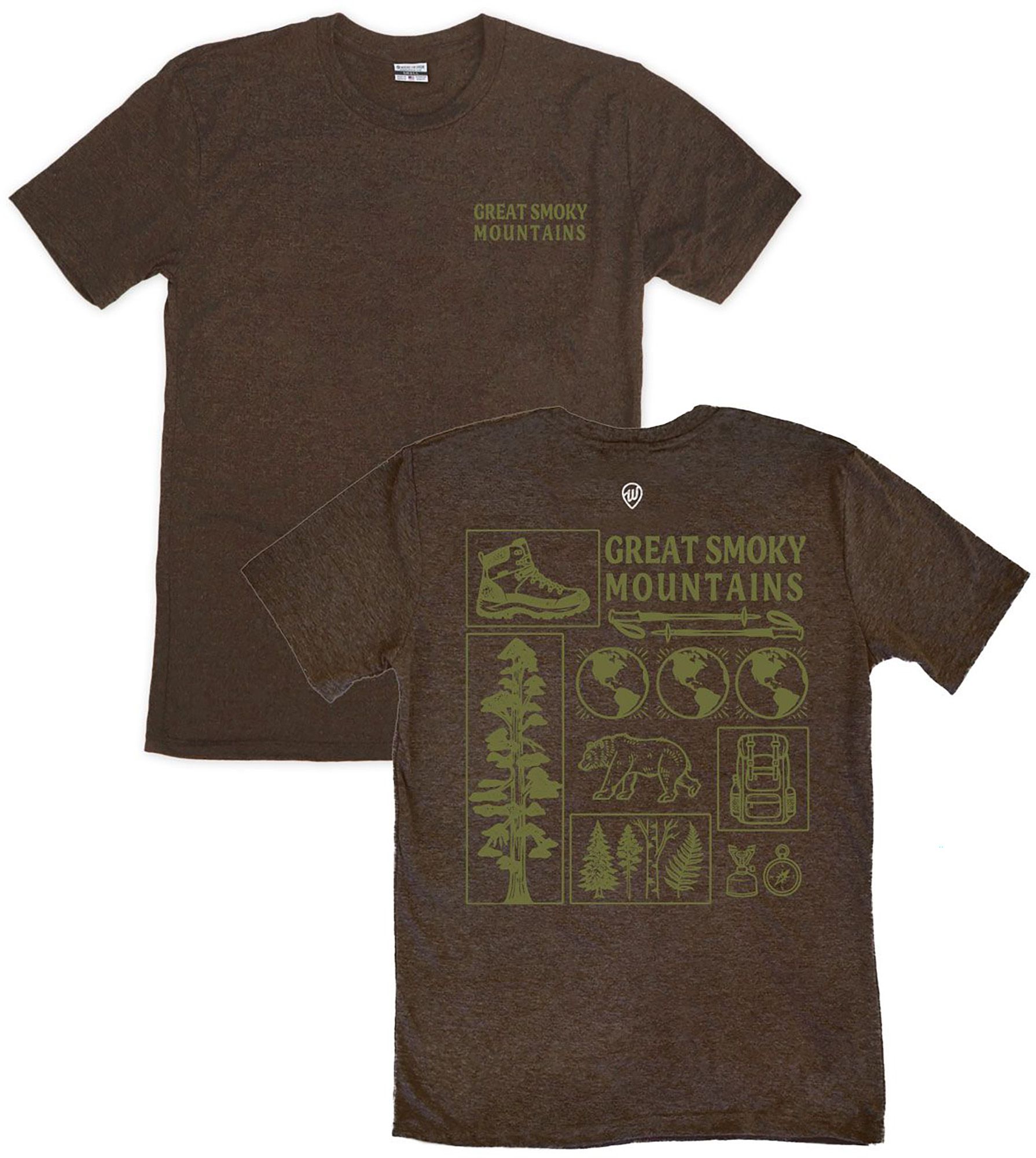 Where I'm From Adult Great Smoky Mountains Brown Hiking Club 2 Hit T-Shirt