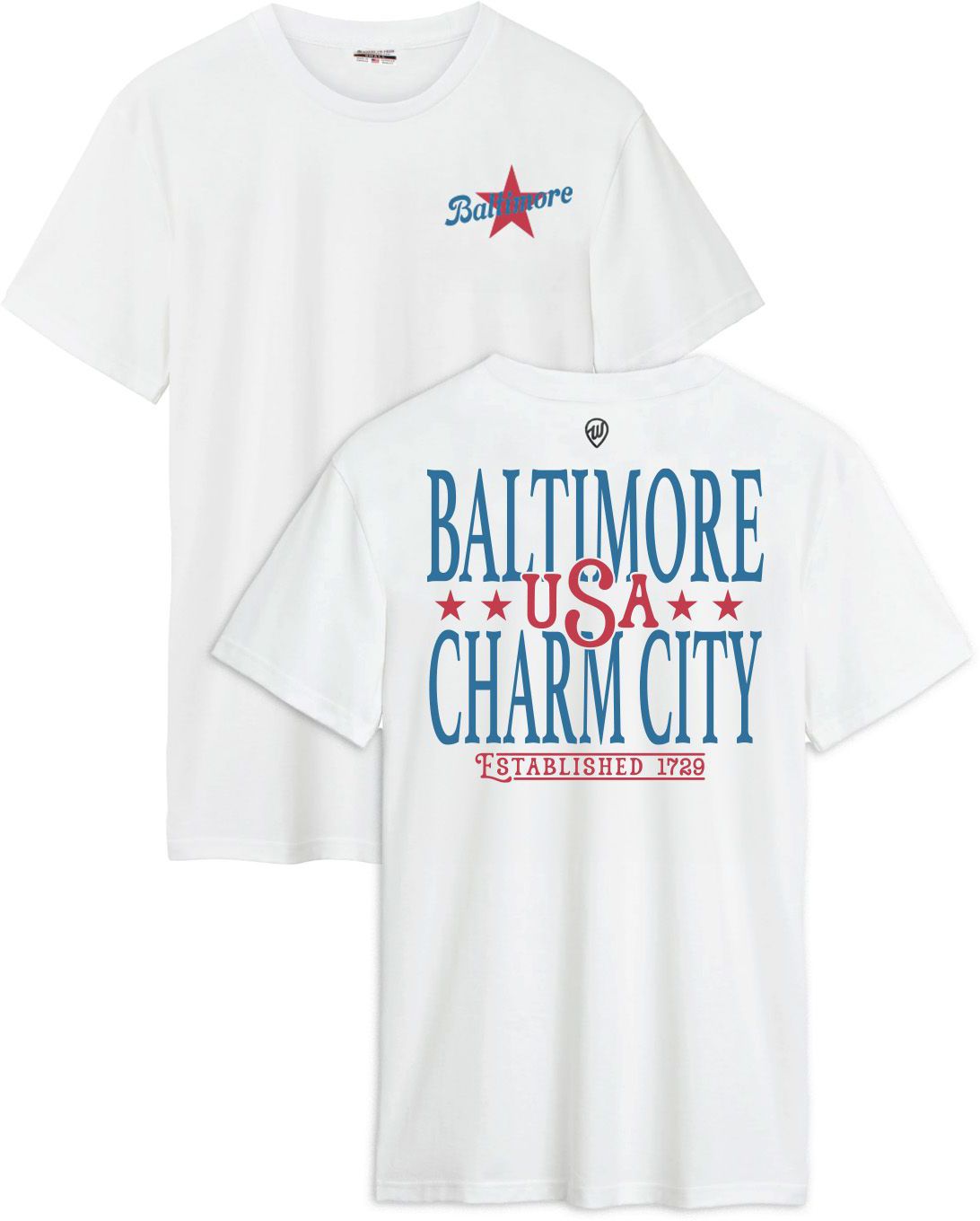 Where I'm From Adult Baltimore White 2026 Americana 2 Hit T-Shirt