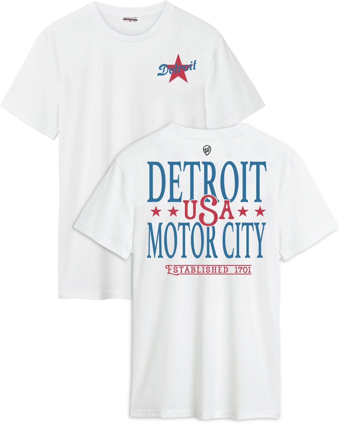 Where I'm From Adult Detroit White 2026 Americana 2 Hit T-Shirt