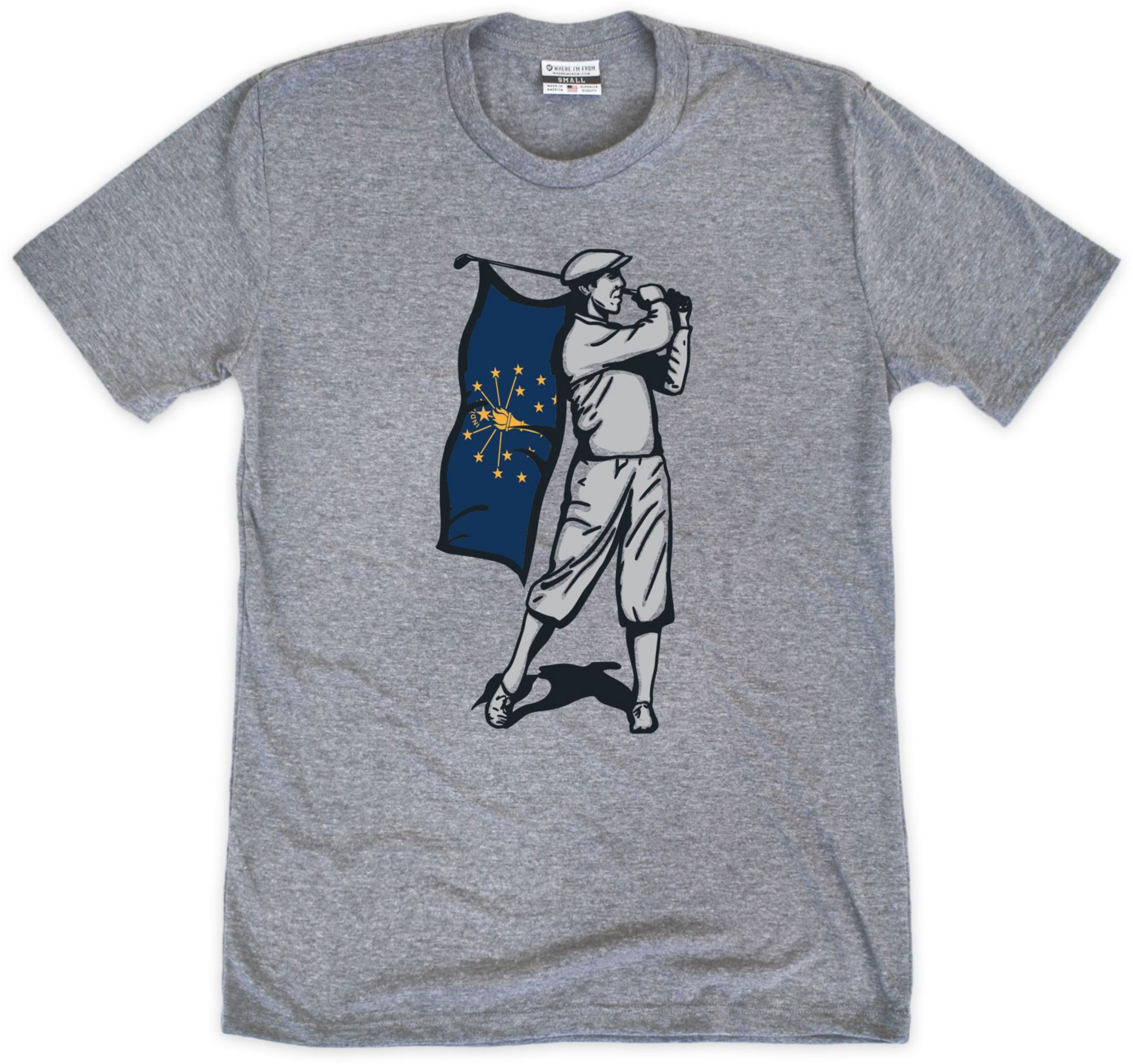 Where I'm From Adult Indiana Gray Golfer Flag T-Shirt