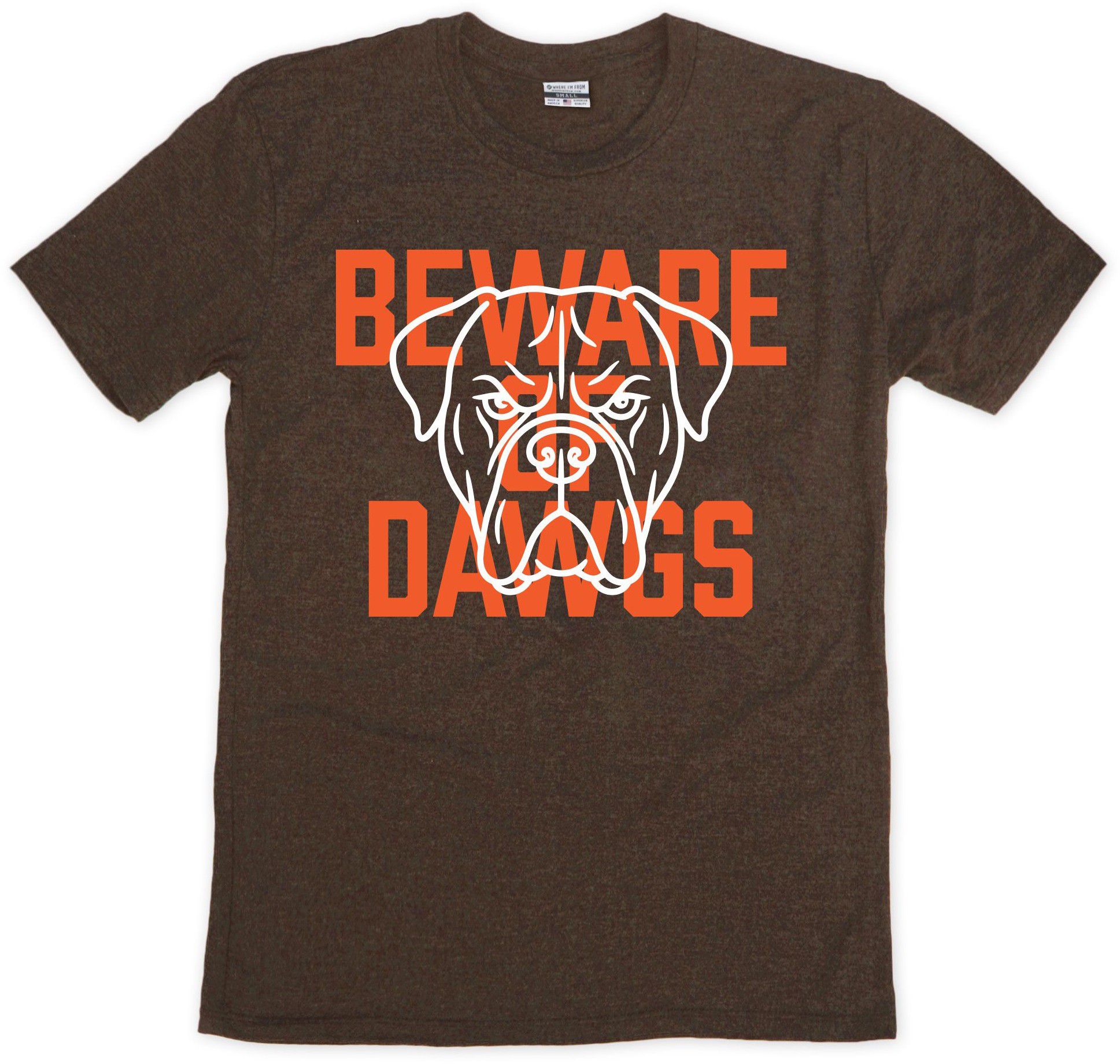 Where I'm From Adult Cleveland Brown Beware T-Shirt, Men's, Small