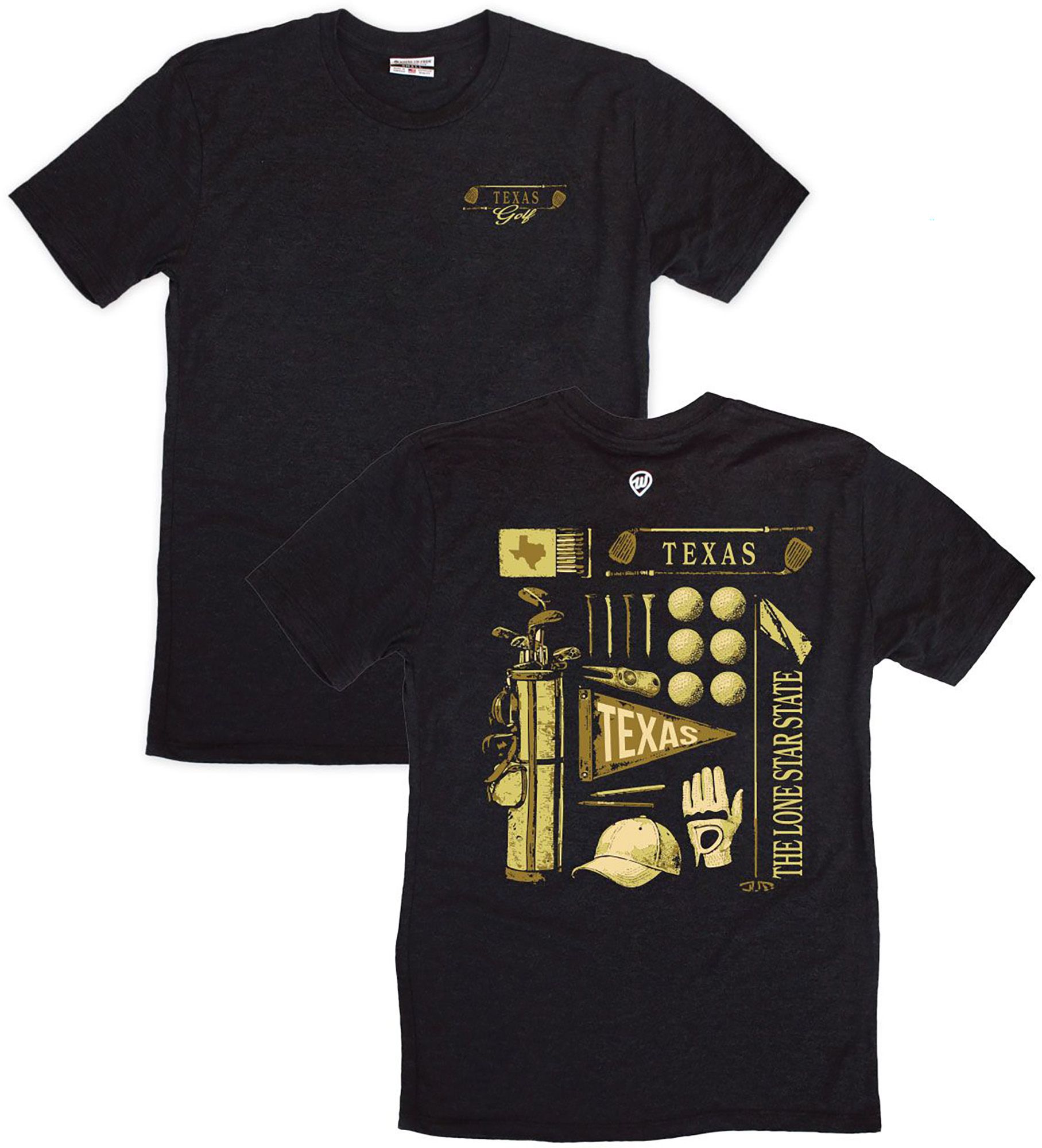 Where I'm From Adult Texas Black Golf Icons 2 Hit T-Shirt, Men's, XXL