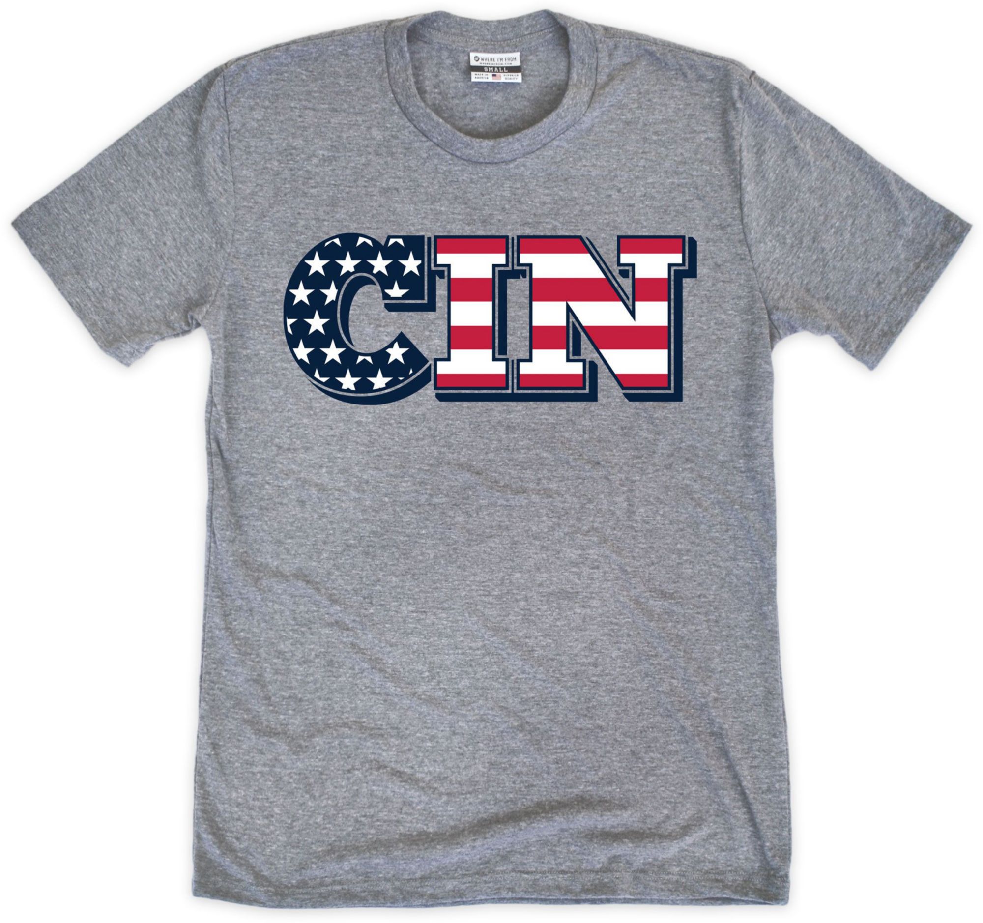 Where I'm From Adult Cincinnati Gray Striped T-Shirt