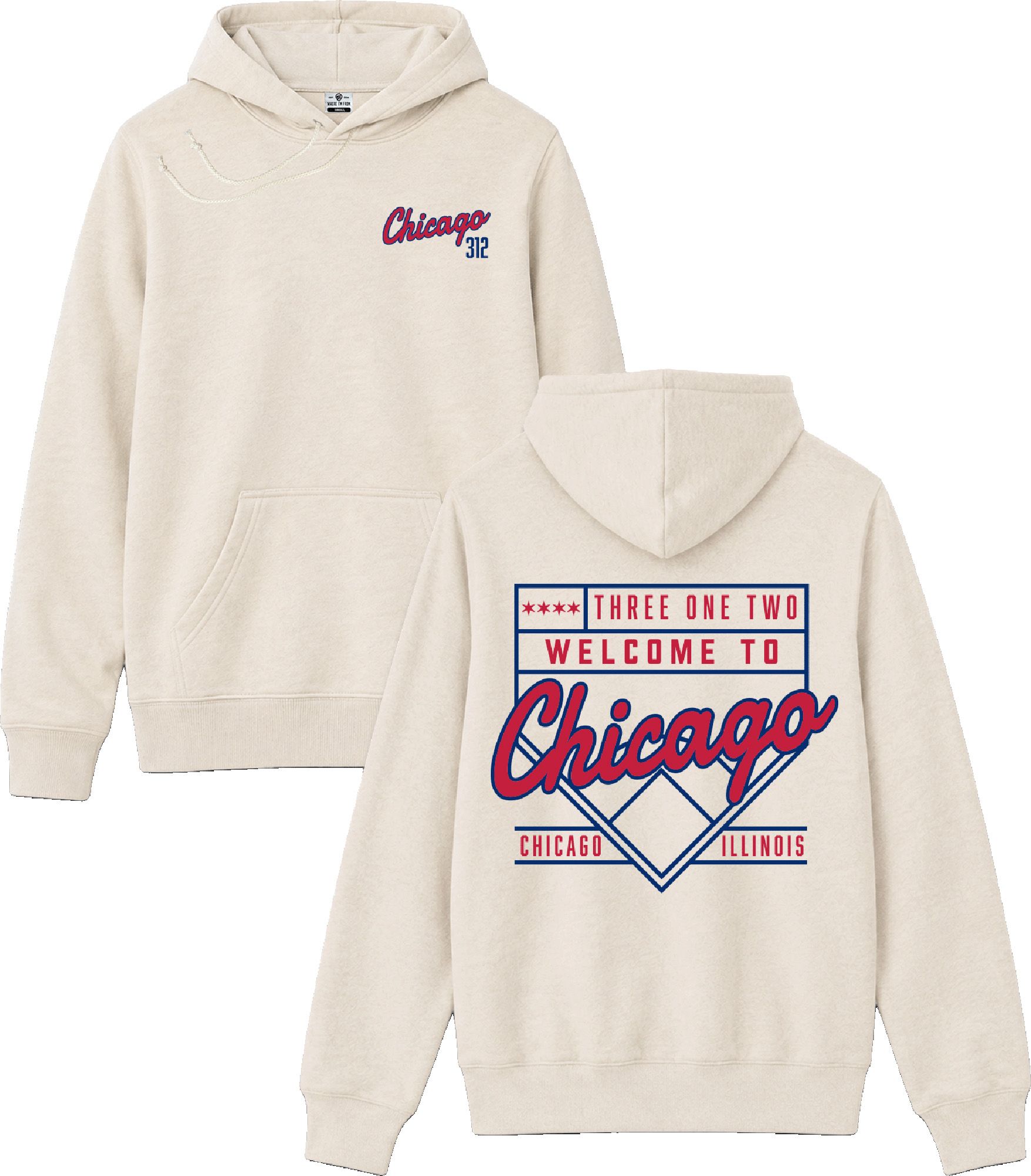 Where I'm From Adult Chicago Baseball 2 Hit Hoodie, Women's