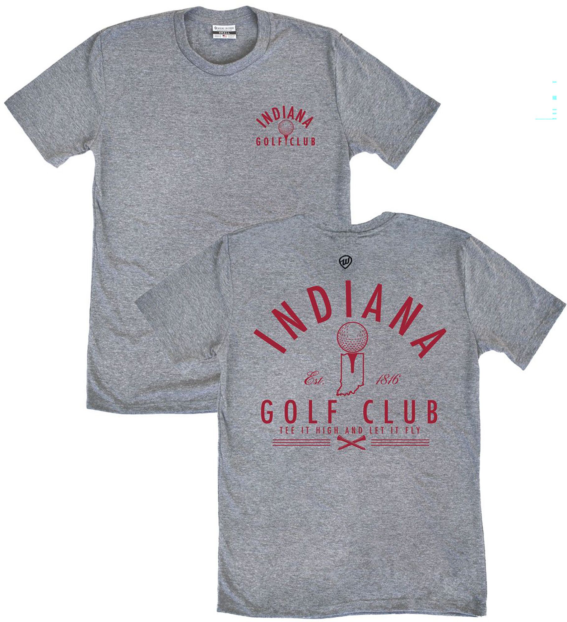 Where I'm From Adult Indiana Gray Club 2 Hit T-Shirt