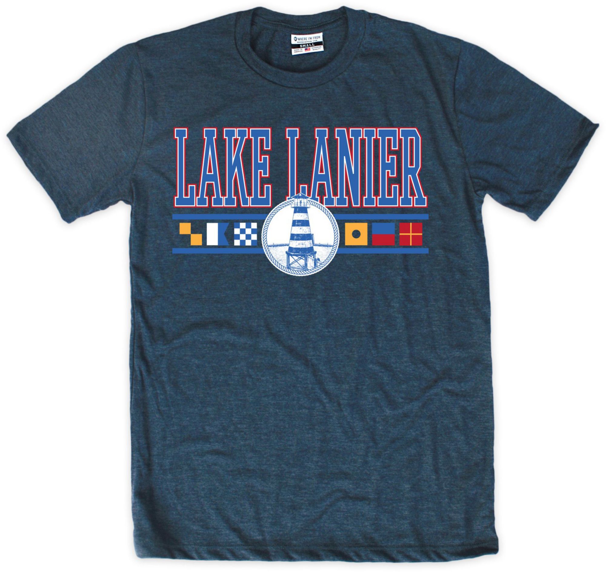 Where I'm From Adult Lake Lanier Navy Flag T-Shirt, Men's, Small, Blue