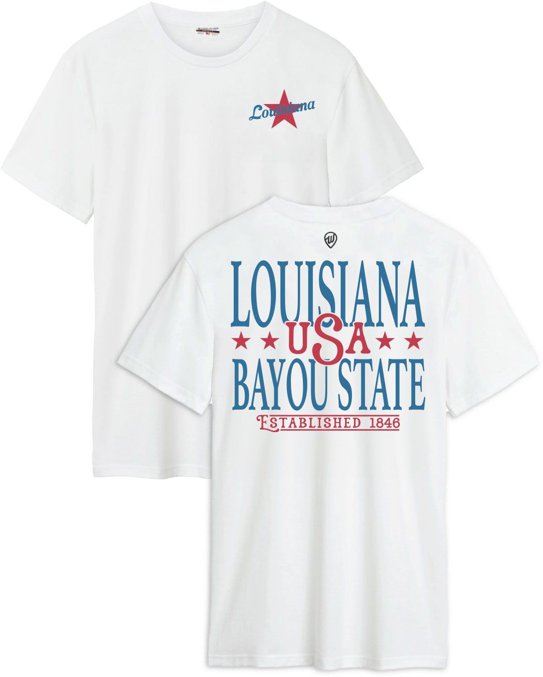 Where I'm From Adult Louisiana White 2026 Americana 2 Hit T-Shirt