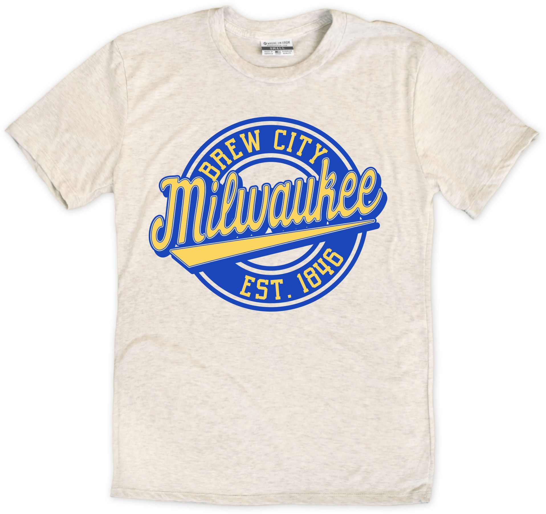 Where I'm From Adult Milwaukee Oatmeal Script Baseball T-Shirt