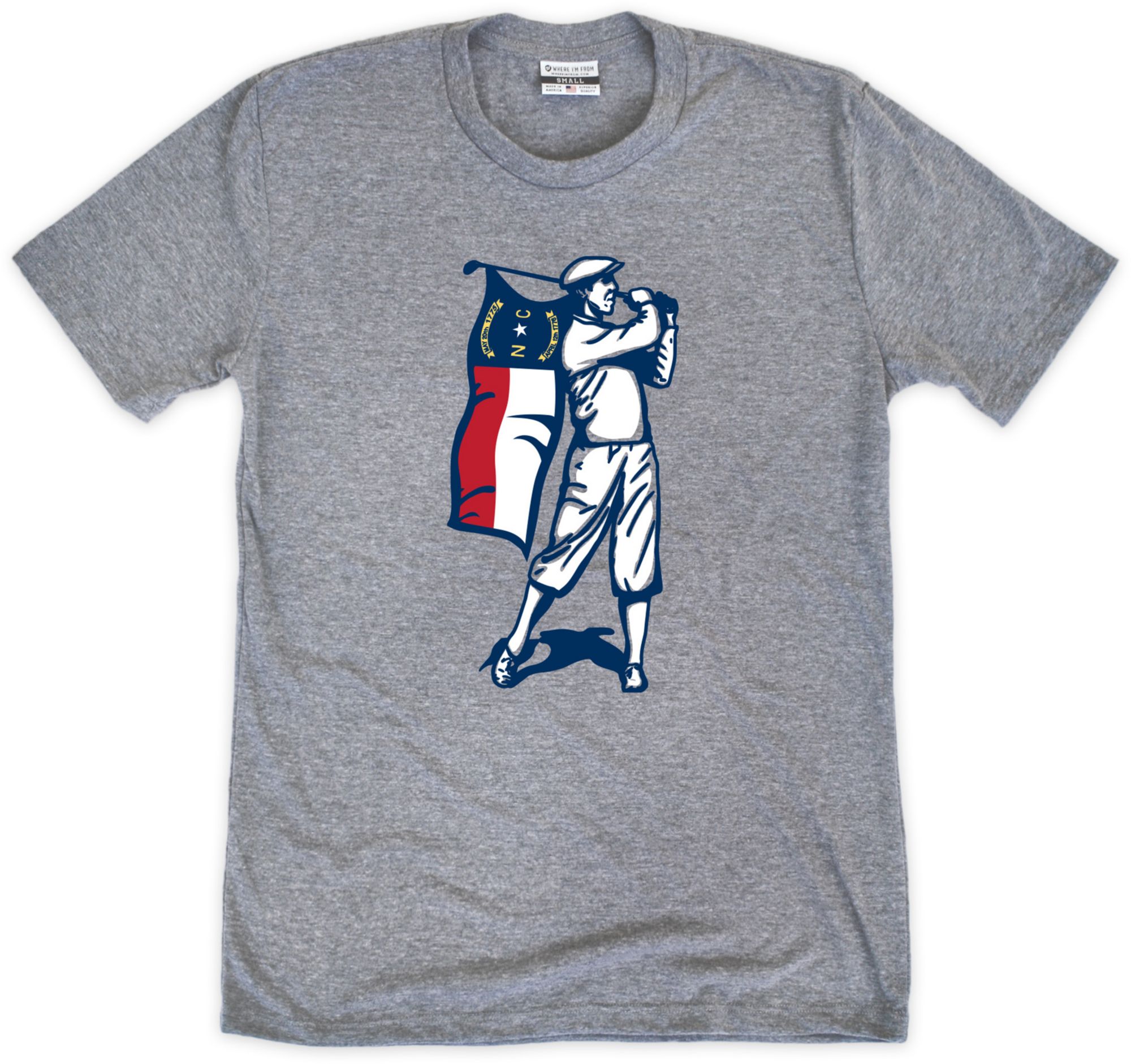 Where I'm From Adult North Carolina Golf Flag Gray T-Shirt
