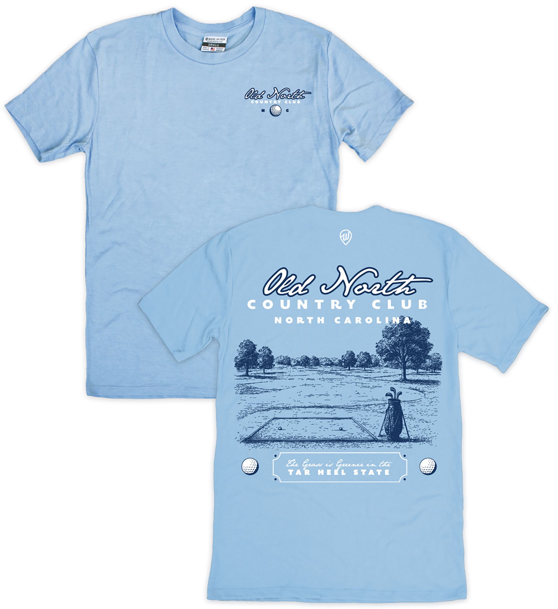 Where I'm From Adult North Carolina Old North 2Hit Light Blue T-Shirt