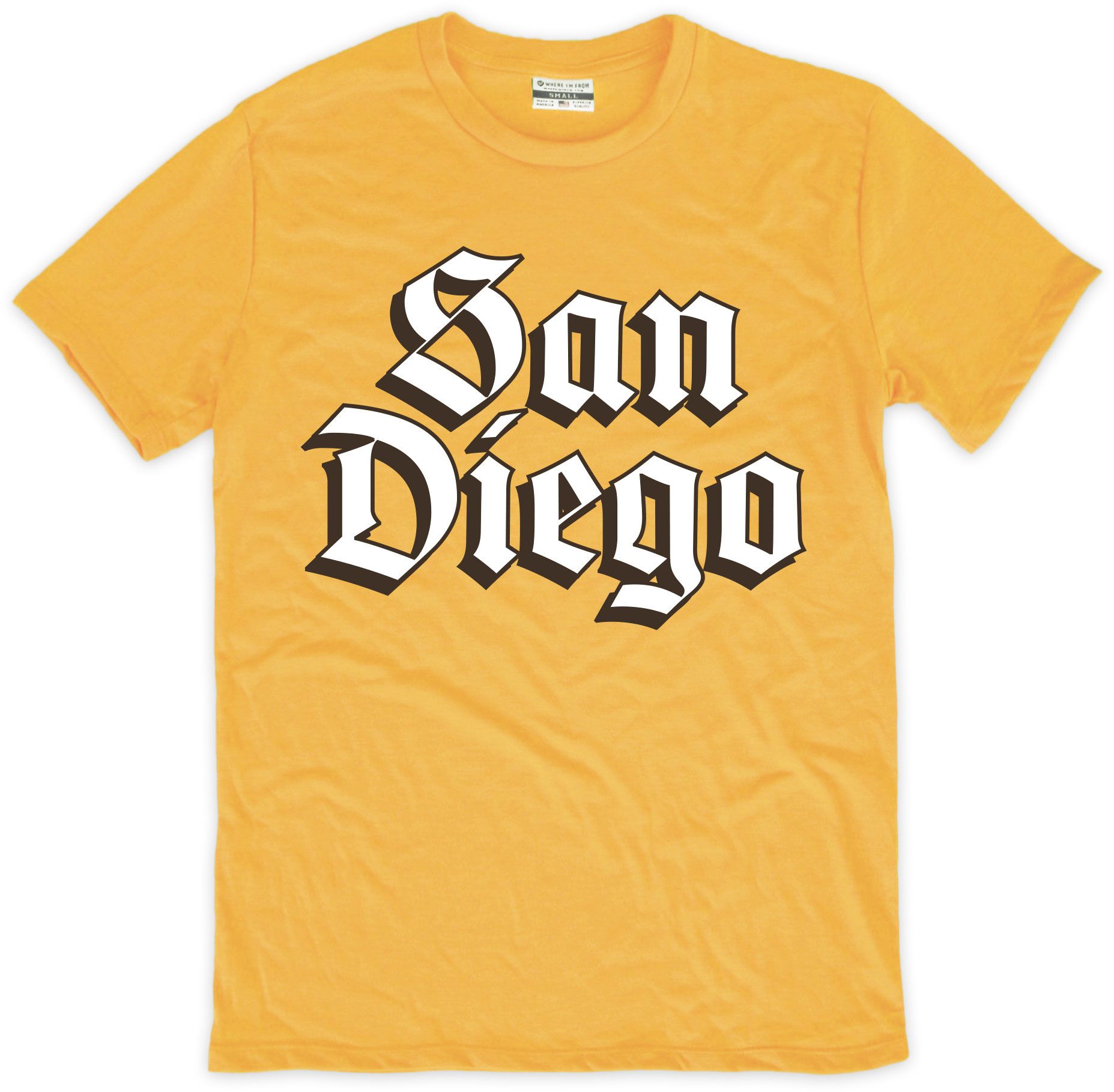 Where I'm From Adult San Diego Yellow City Baseball T-Shirt