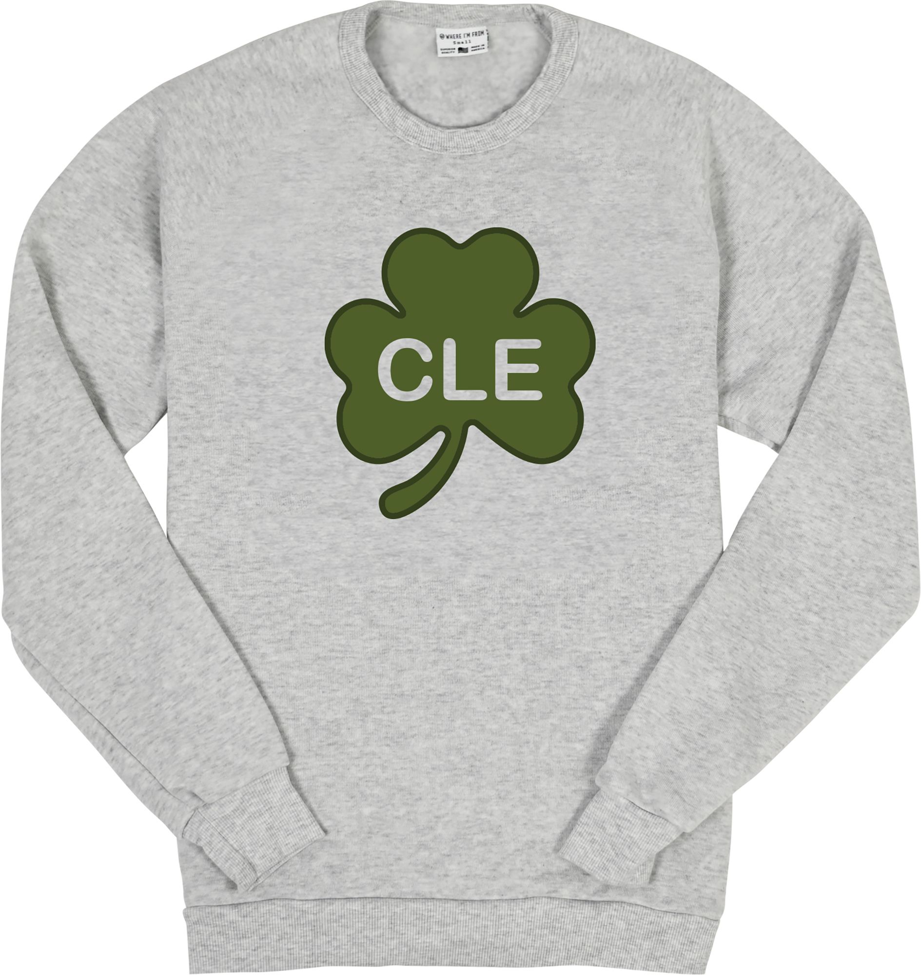 Where I'm From Adult Cleveland&nbsp;St. Patrick's Day Ash City Code Crewneck Sweatshirt