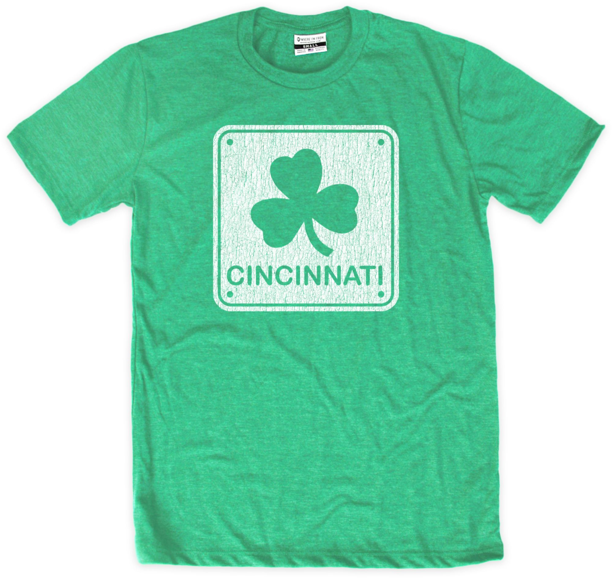 Where I'm From Adult Cincinnati St. Patrick's Day Kelly Green Block T-Shirt