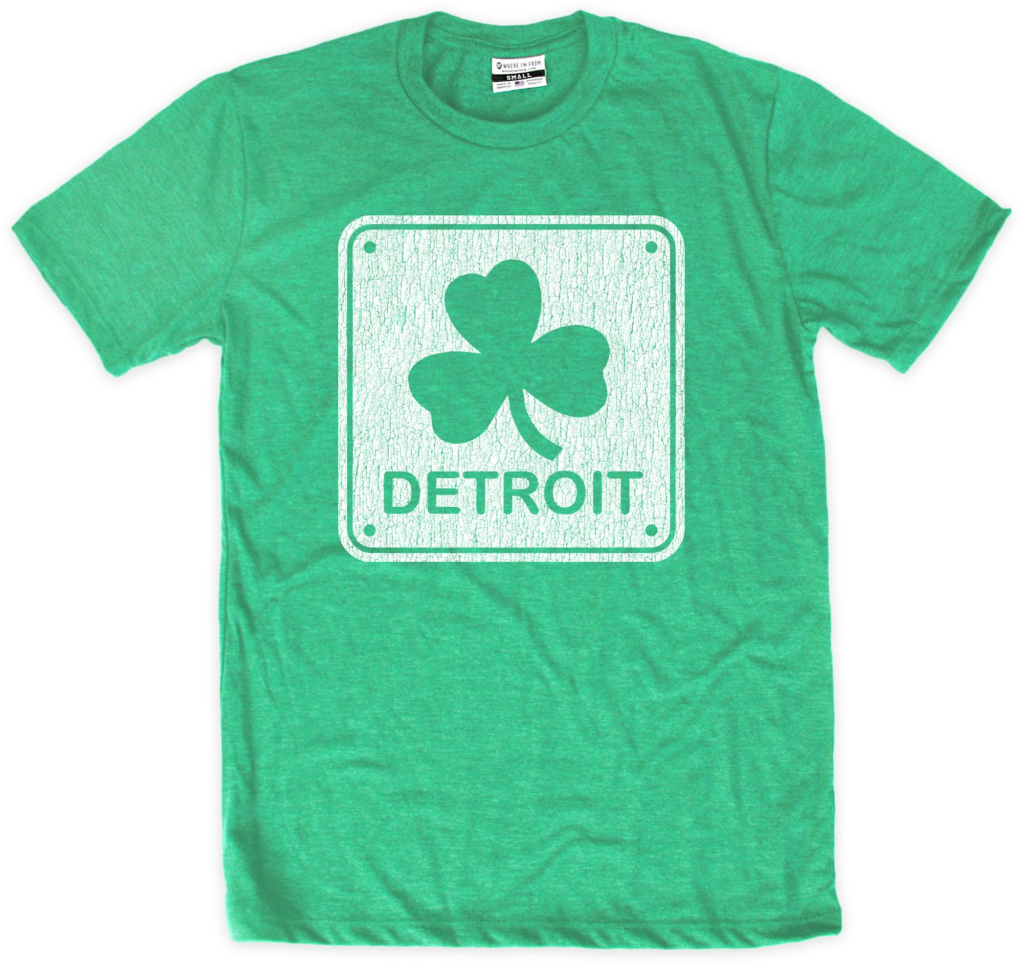Where I'm From Adult Detroit St. Patrick's Day Kelly Green Block T-Shirt