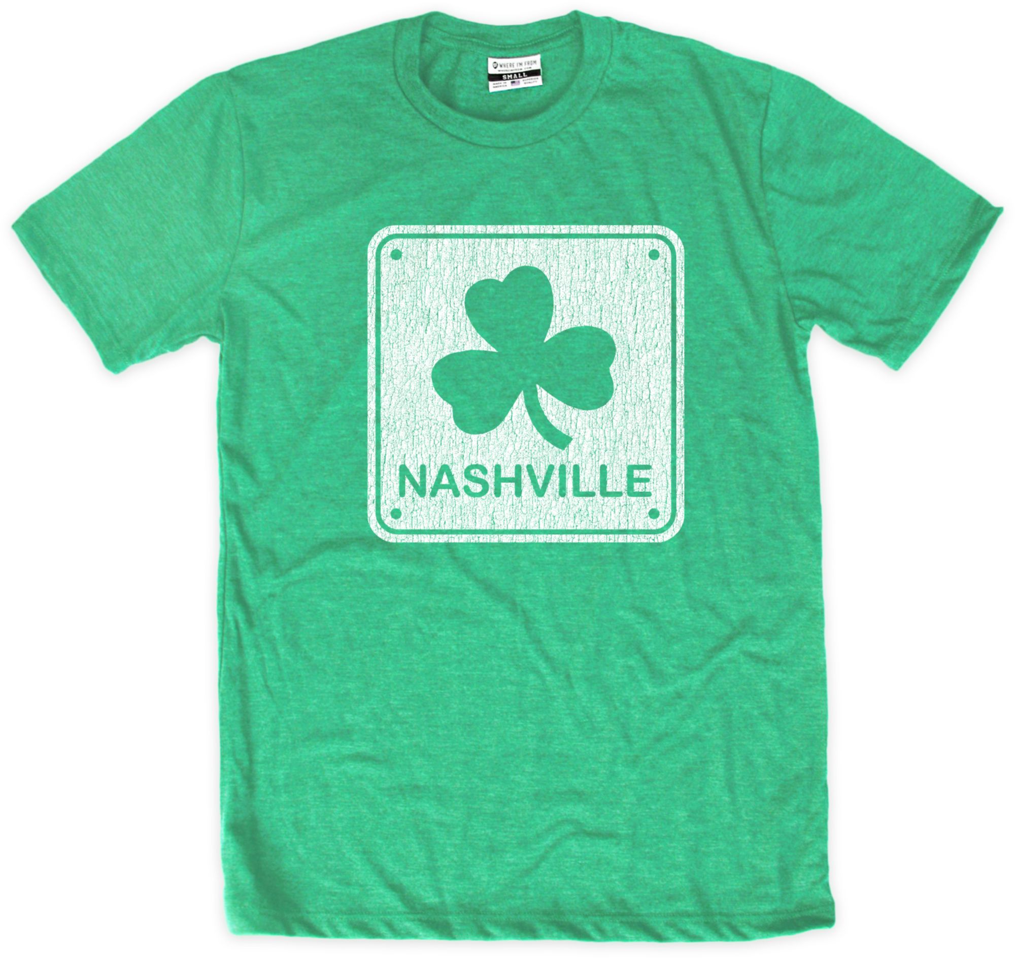 Where I'm From Adult Nashville St. Patrick's Day Kelly Green Block T-Shirt