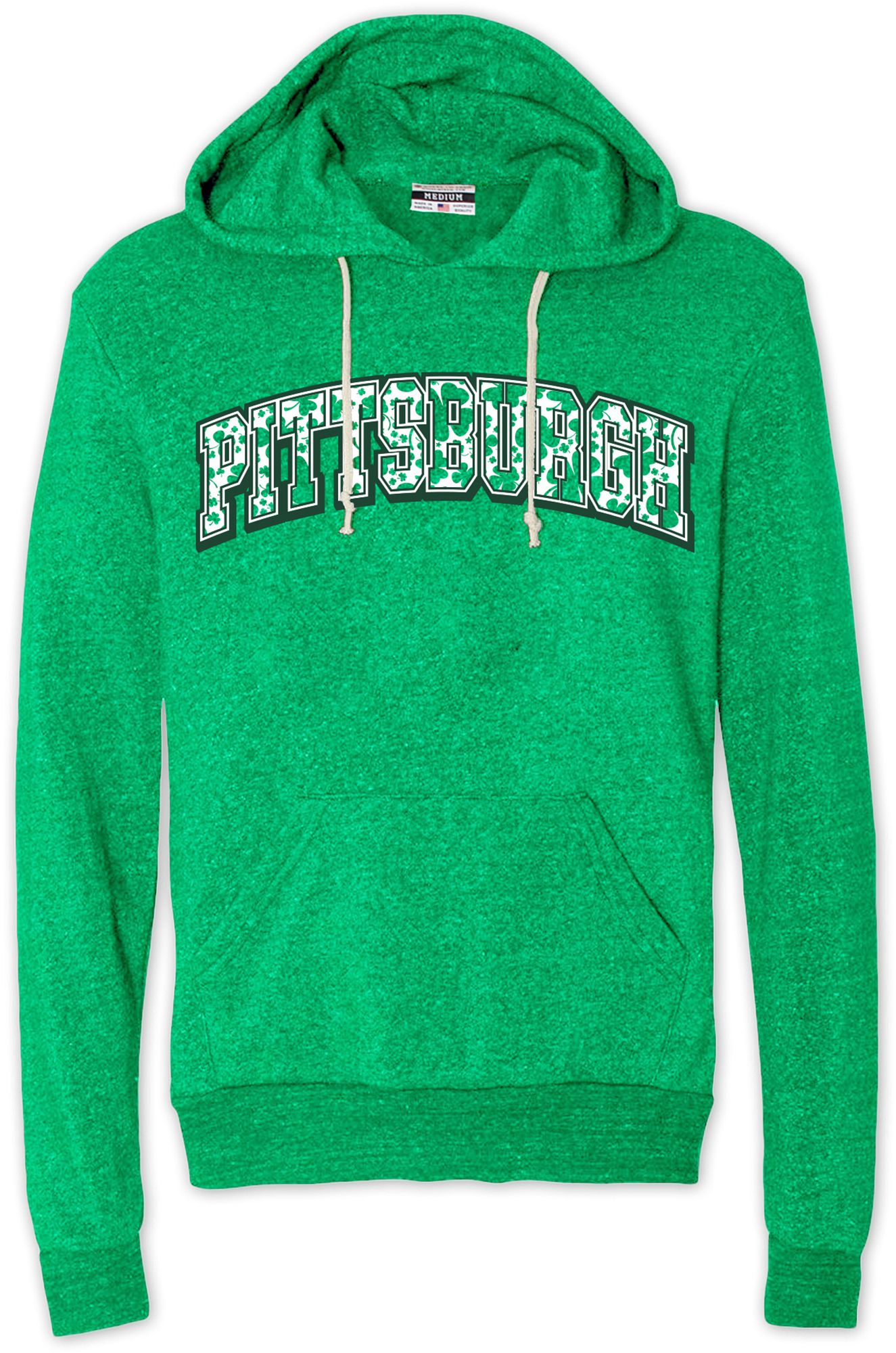 Where I'm From Adult Pittsburgh St. Patrick's Day Kelly Green Arch Pullover Hoodie