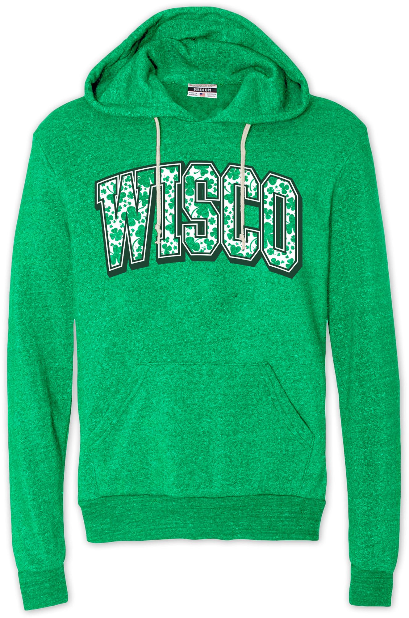 Where I'm From Adult Wisconsin St. Patrick's Day Kelly Green Arch Pullover Hoodie
