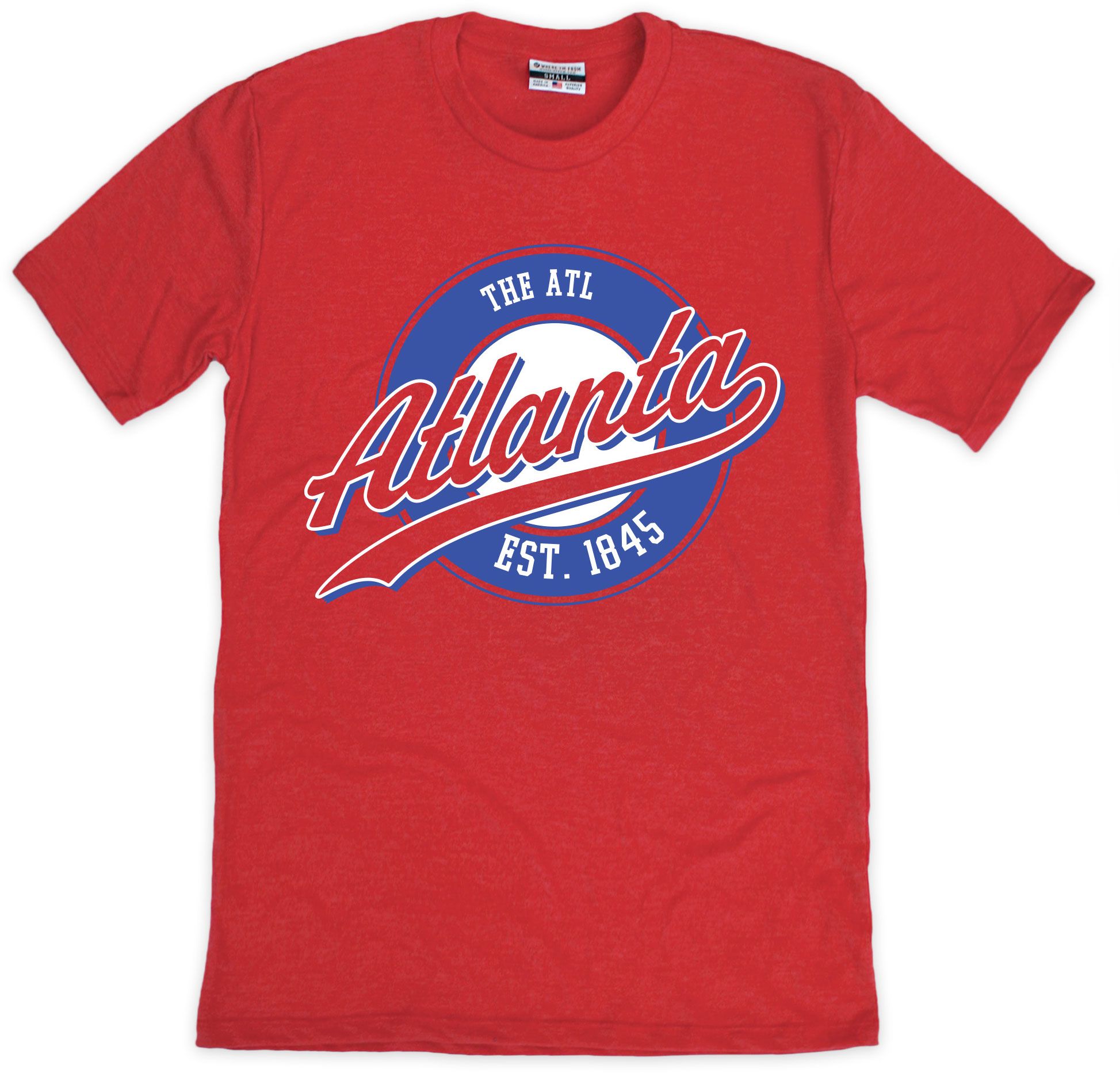Where I'm From Adult Atlanta Red Script Baseball T-Shirt