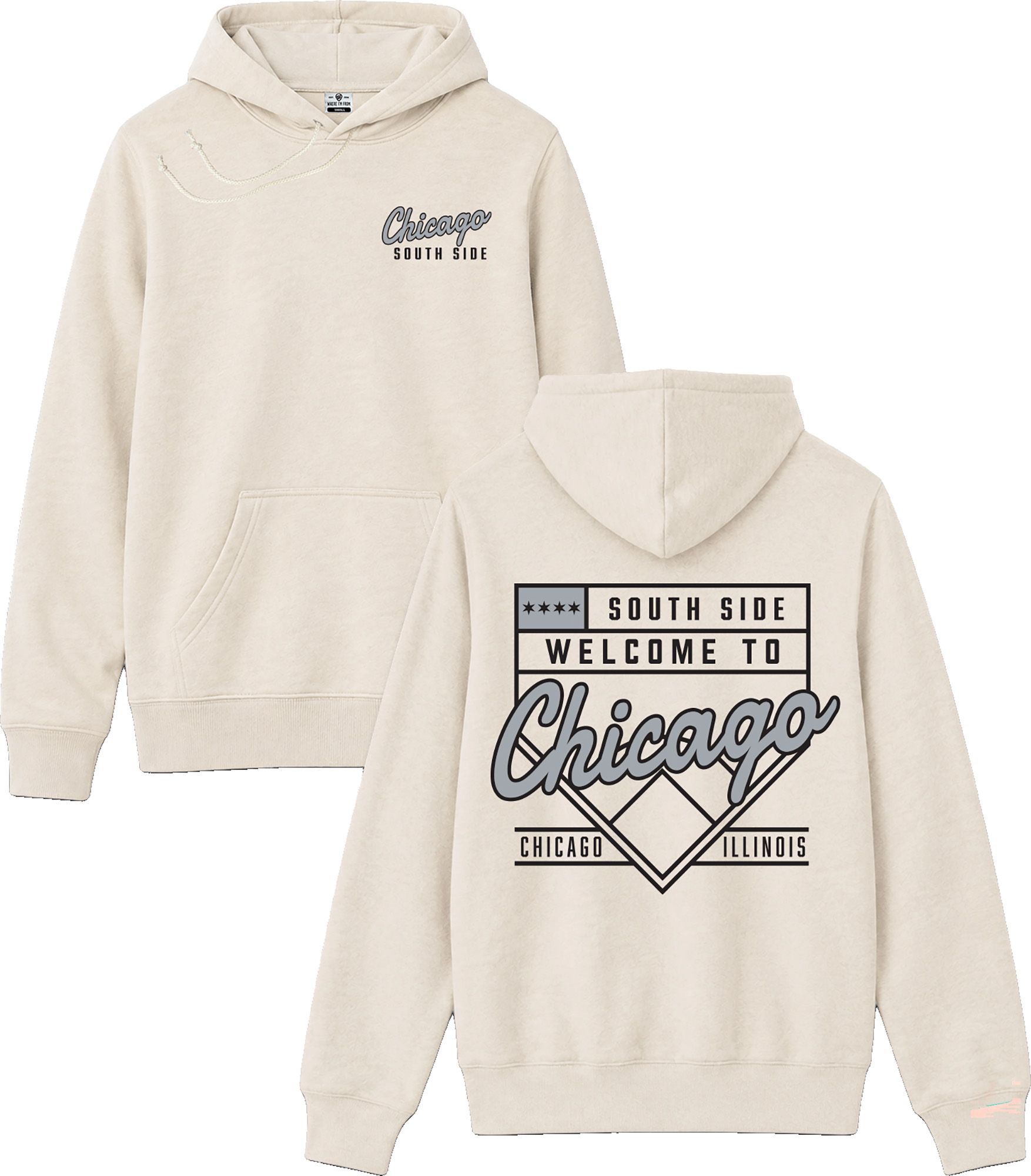 Where I'm From Adult Chicago Baseball 2 Hit Hoodie, Men's