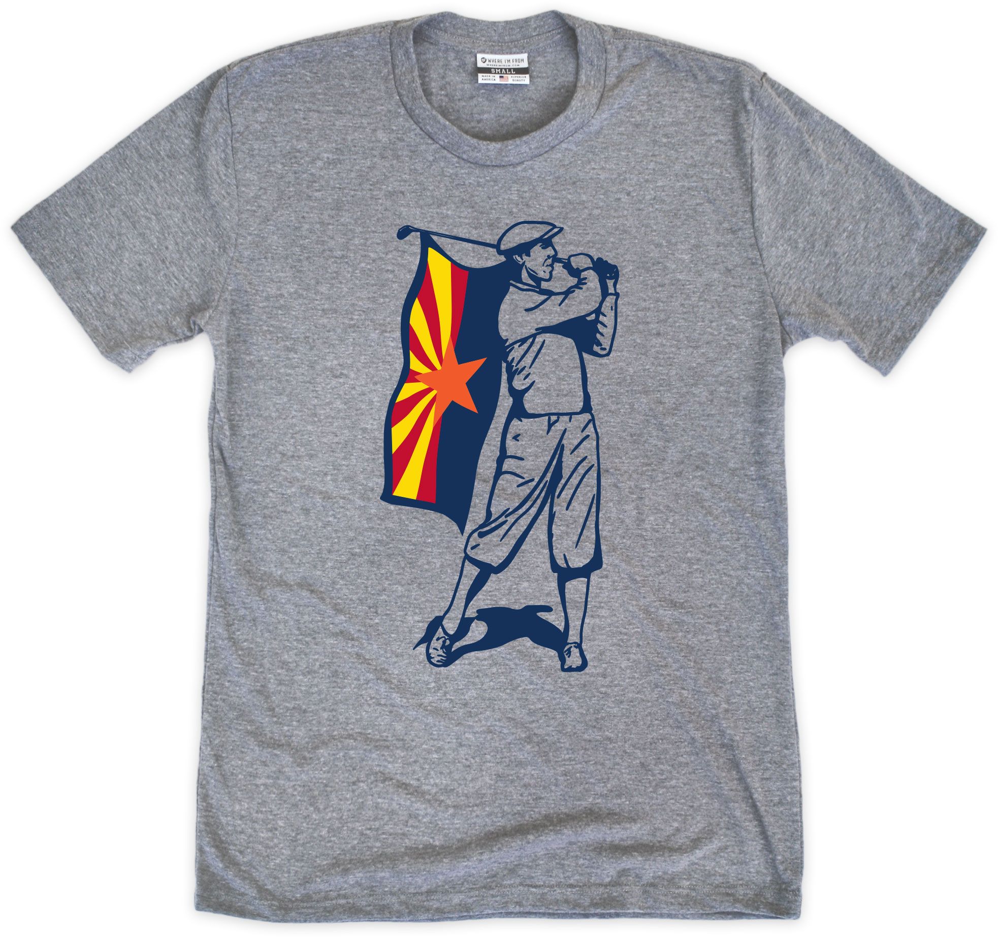 Where I'm From Adult Arizona Gray Flag Golf T-Shirt
