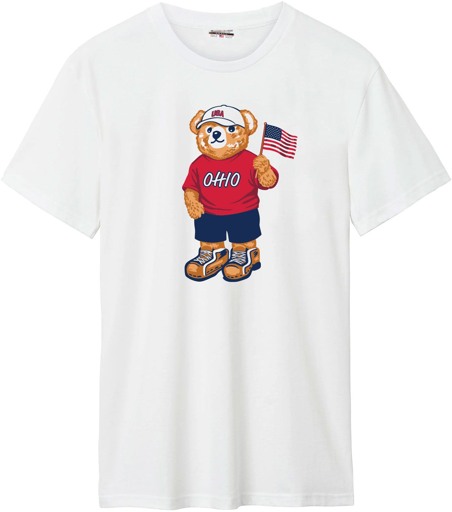Where I'm From Adult Ohio Cream Bear T-Shirt