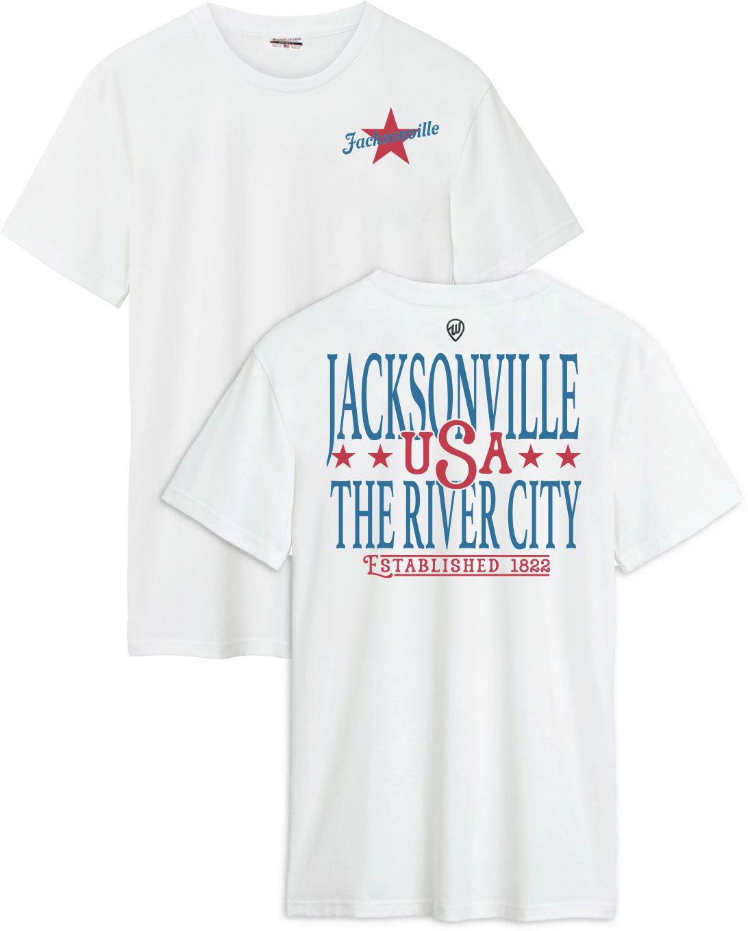 Where I'm From Adult Jacksonville White 2026 Americana 2 Hit T-Shirt
