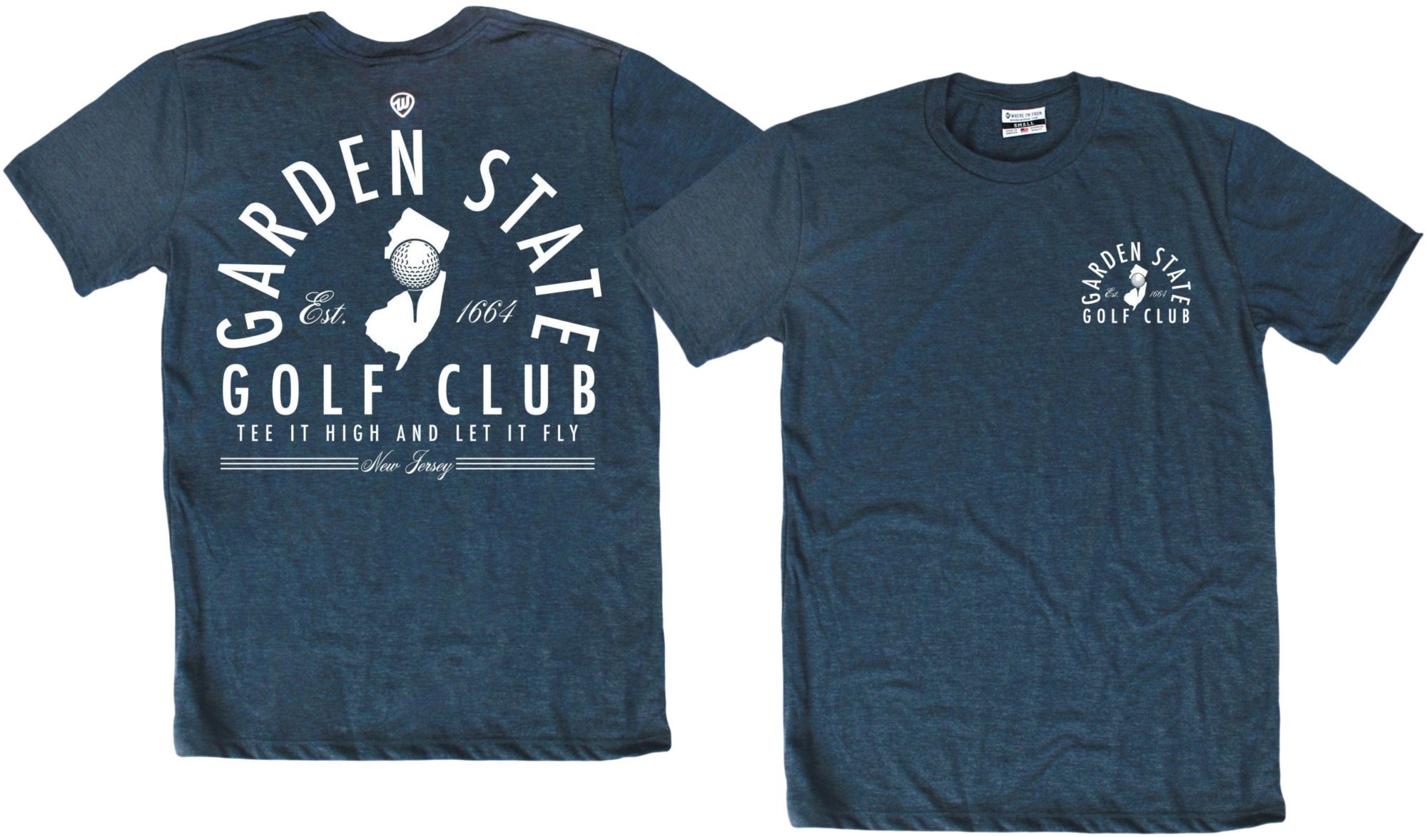 Where I'm From Adult New Jersey Navy Garden State Golf T-Shirt