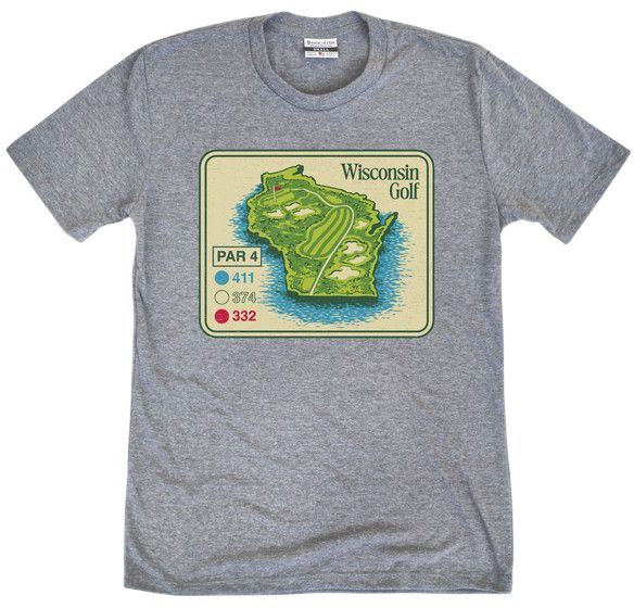 Where I'm From Adult Wisconsin Gray State Golf Card T-Shirt