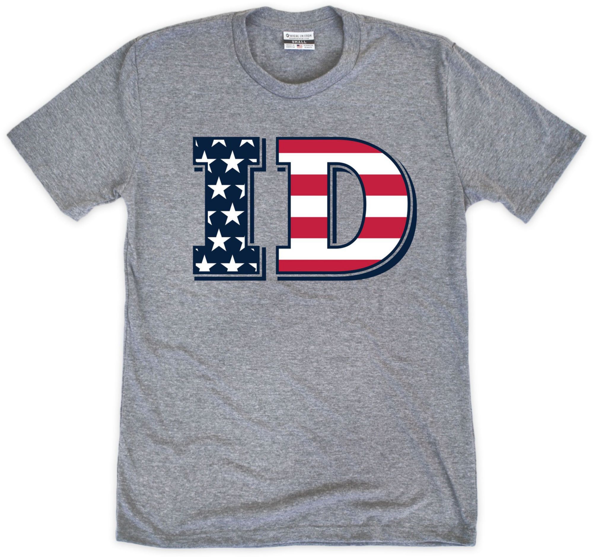 Where I'm From Adult Idaho Gray Striped T-Shirt