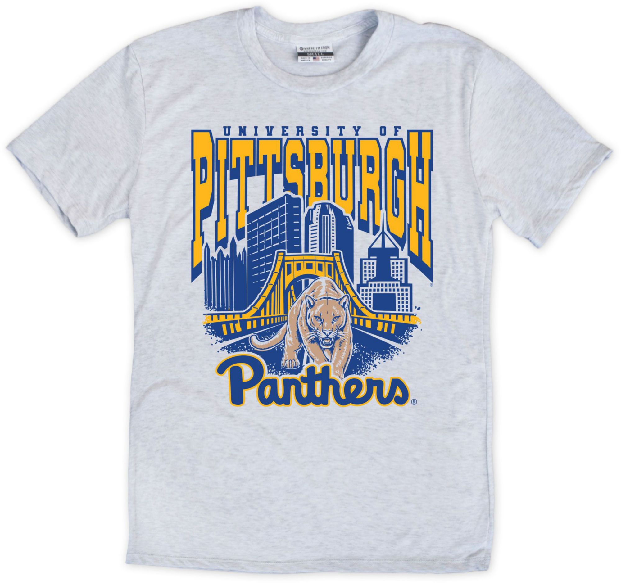 Where I'm From Men's Pitt Panthers Ash Bridge T-Shirt, XXL, Gray